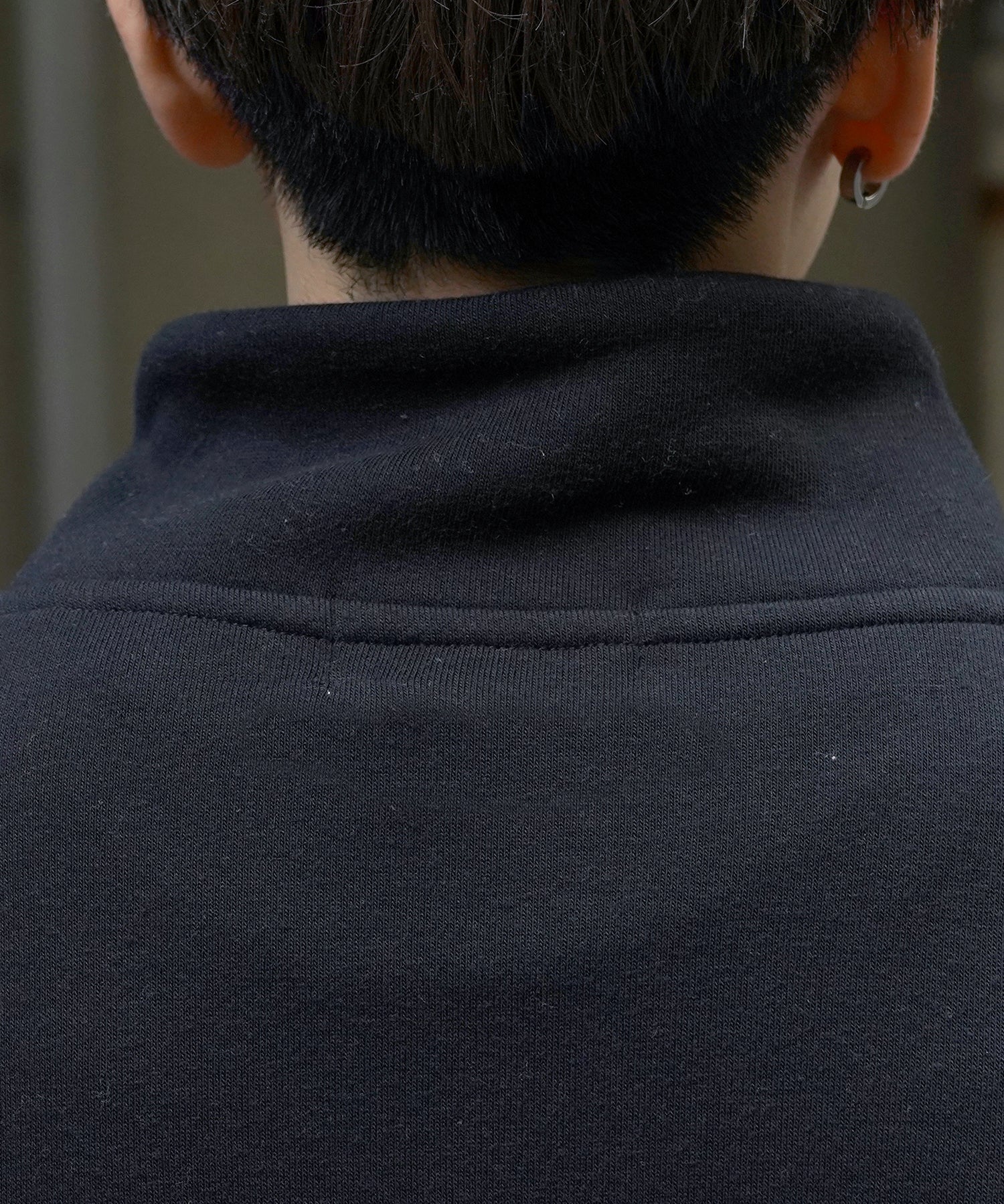 ビリヤード/ダイス ワンポイント刺繍ロゴ ビッグシルエット 裏起毛プルオーバーハーフジップスウェット