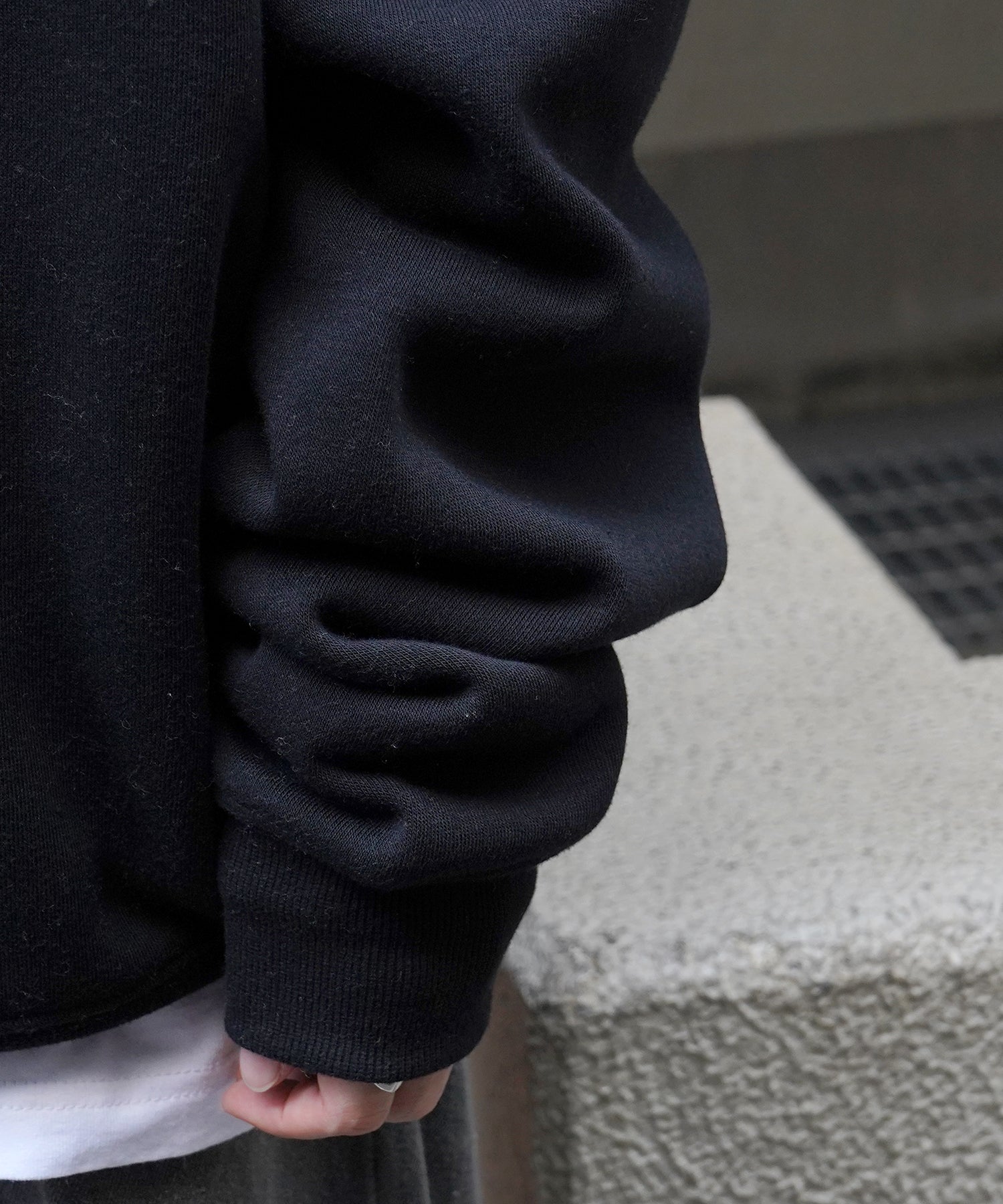 ビリヤード/ダイス ワンポイント刺繍ロゴ ビッグシルエット 裏起毛プルオーバーハーフジップスウェット