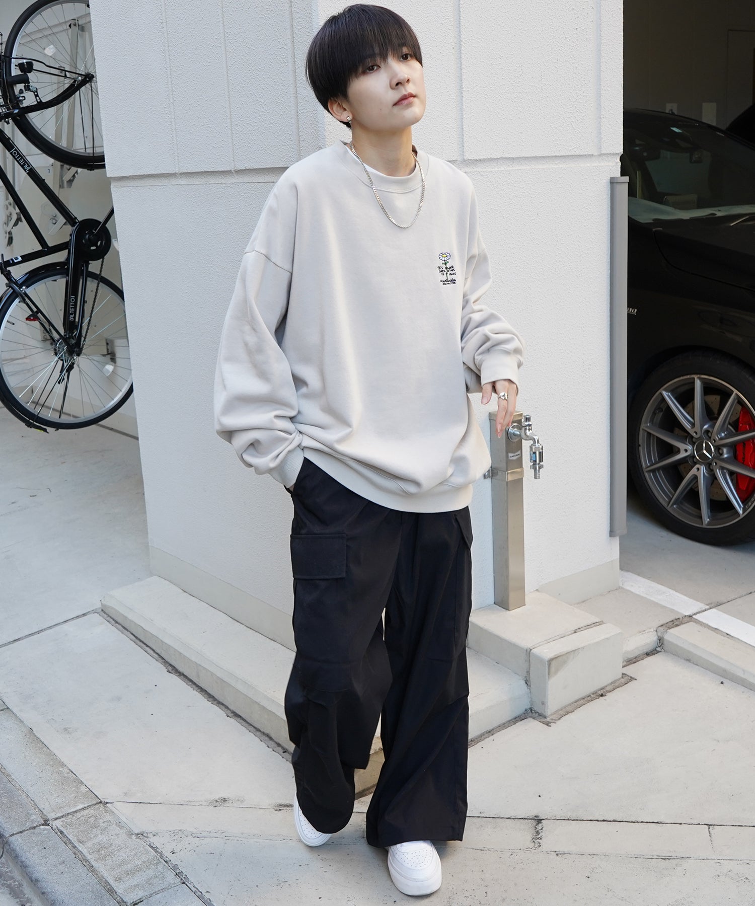 【MARK GONZALES ARTWORK COLLECTION / マーク ゴンザレス】別注 ビッグシルエット イラストバックプリント プルオーバースウェット