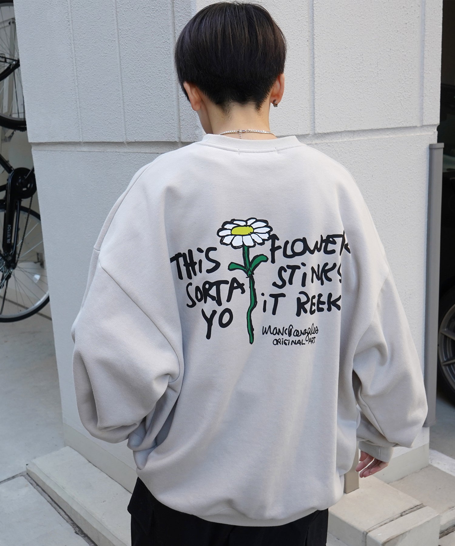 【MARK GONZALES ARTWORK COLLECTION / マーク ゴンザレス】別注 ビッグシルエット イラストバックプリント プルオーバースウェット