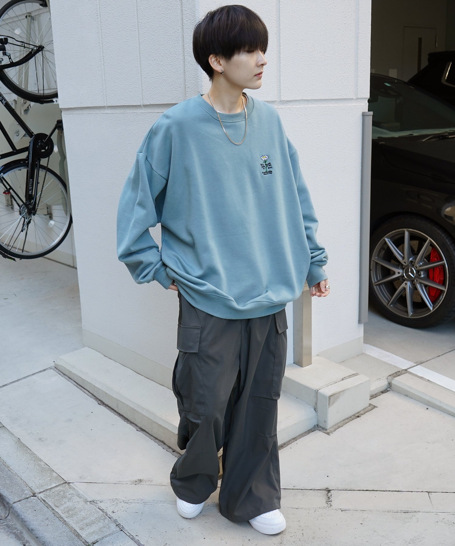 【MARK GONZALES ARTWORK COLLECTION / マーク ゴンザレス】別注 ビッグシルエット イラストバックプリント プルオーバースウェット