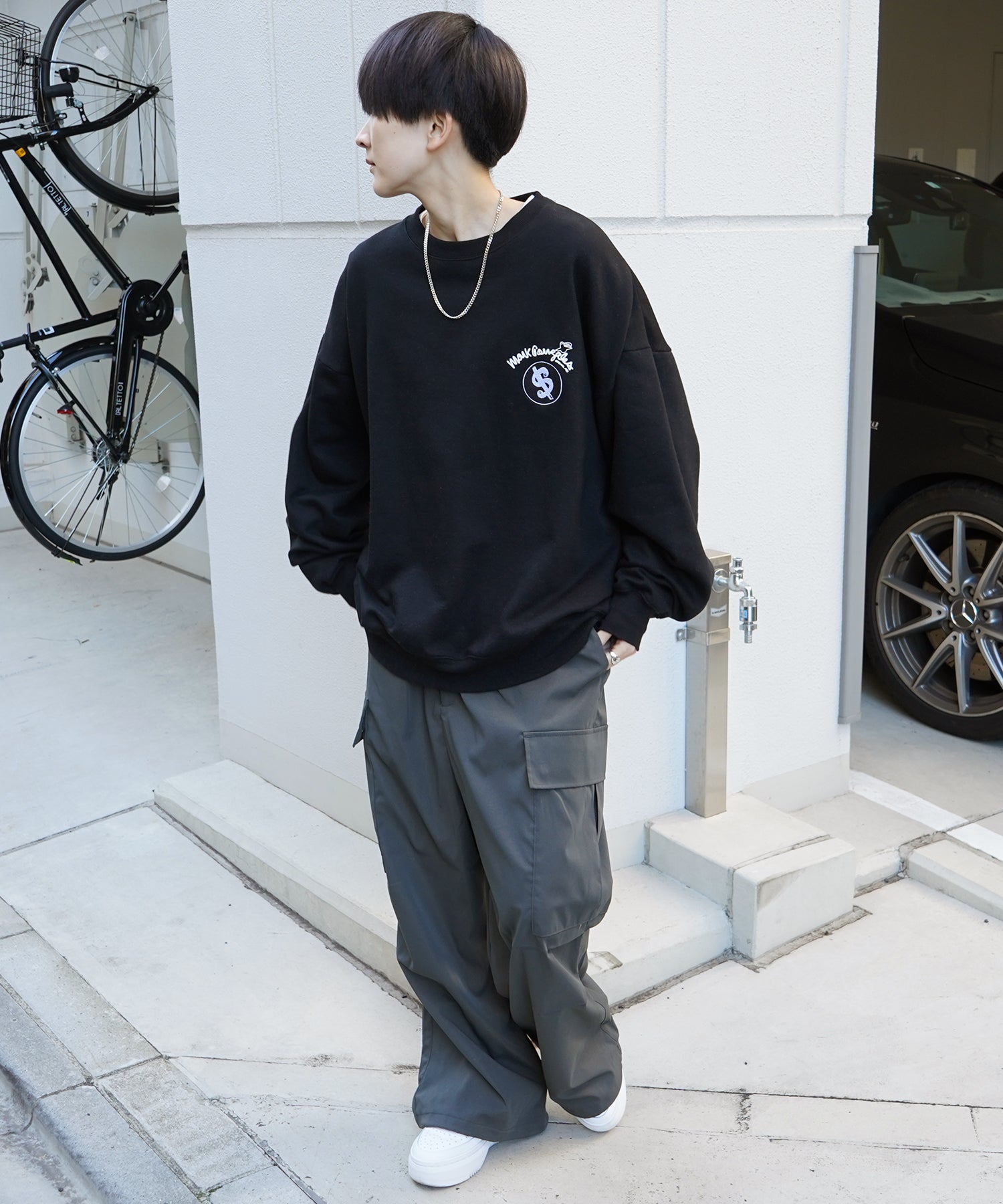 【MARK GONZALES ARTWORK COLLECTION / マーク ゴンザレス】別注 ビッグシルエット イラストバックプリント プルオーバースウェット