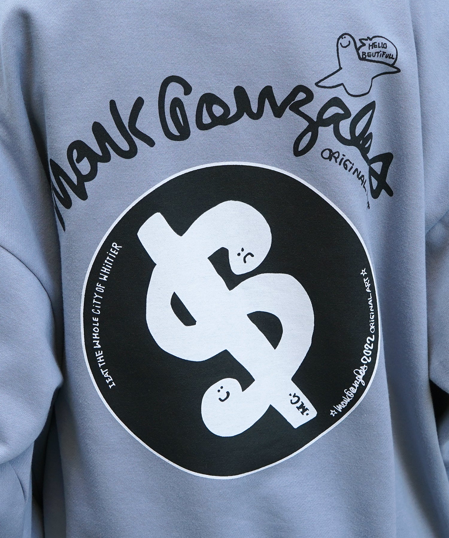 【MARK GONZALES ARTWORK COLLECTION / マーク ゴンザレス】別注 ビッグシルエット イラストバックプリント プルオーバースウェット