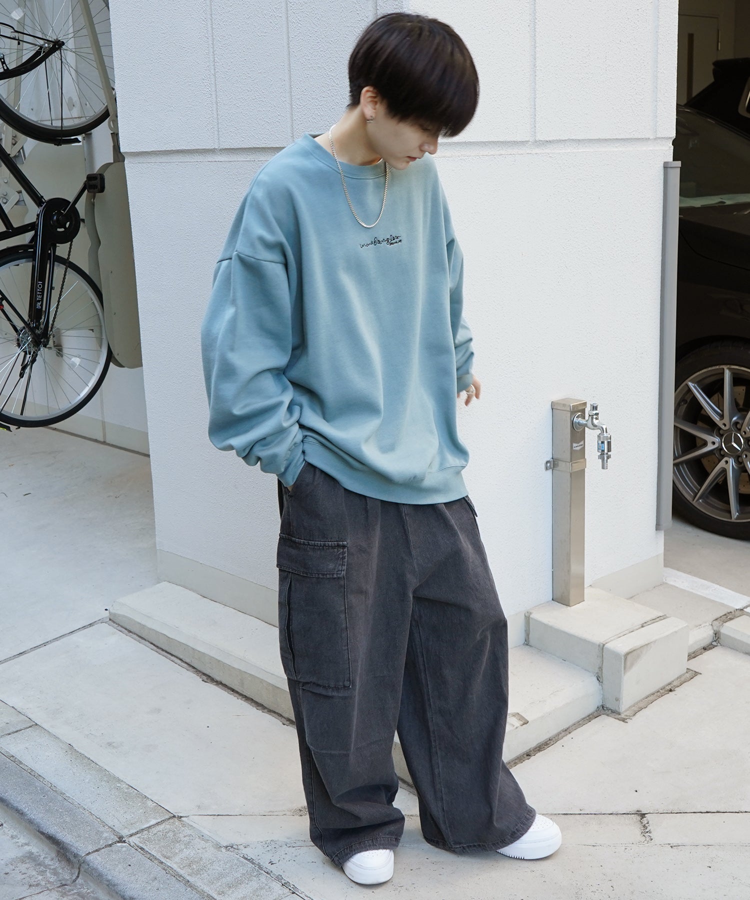 【MARK GONZALES ARTWORK COLLECTION / マーク ゴンザレス】別注 ビッグシルエット イラストバックプリント プルオーバースウェット