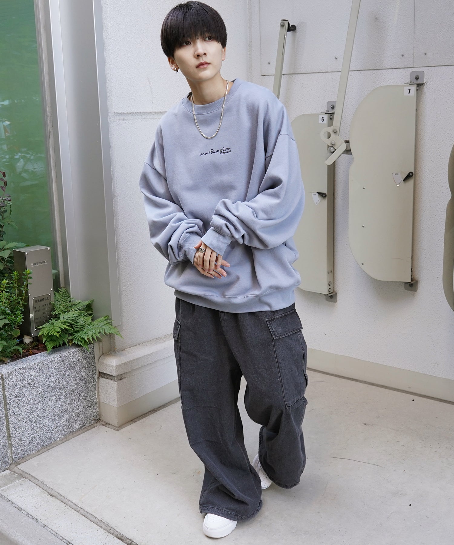 【MARK GONZALES ARTWORK COLLECTION / マーク ゴンザレス】別注 ビッグシルエット イラストバックプリント プルオーバースウェット