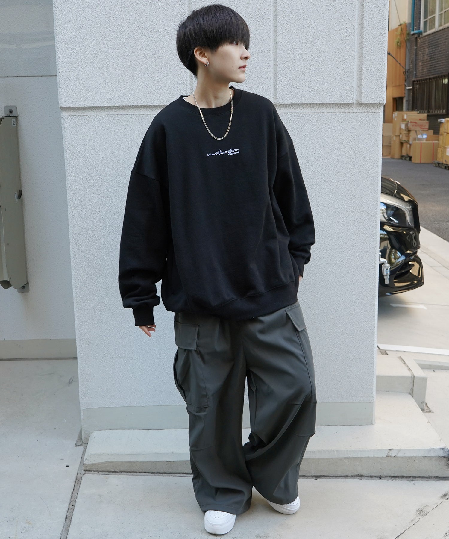 【MARK GONZALES ARTWORK COLLECTION / マーク ゴンザレス】別注 ビッグシルエット イラストバックプリント プルオーバースウェット