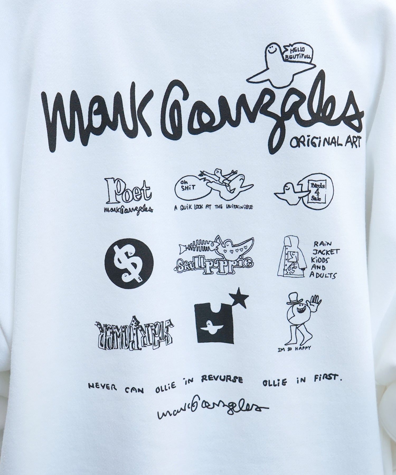 【MARK GONZALES ARTWORK COLLECTION / マーク ゴンザレス】別注 ビッグシルエット イラストバックプリント プルオーバースウェット