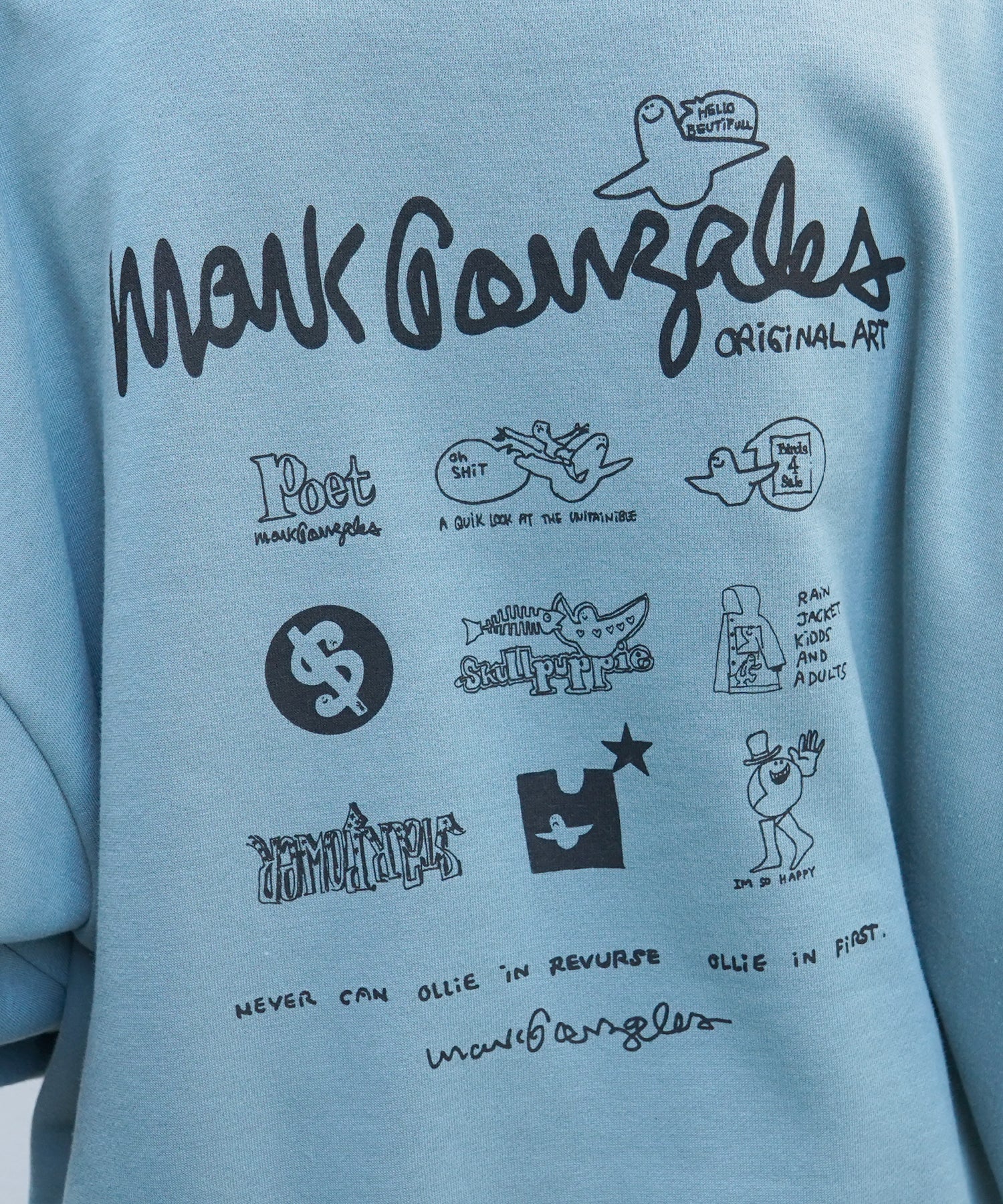 【MARK GONZALES ARTWORK COLLECTION / マーク ゴンザレス】別注 ビッグシルエット イラストバックプリント プルオーバースウェット
