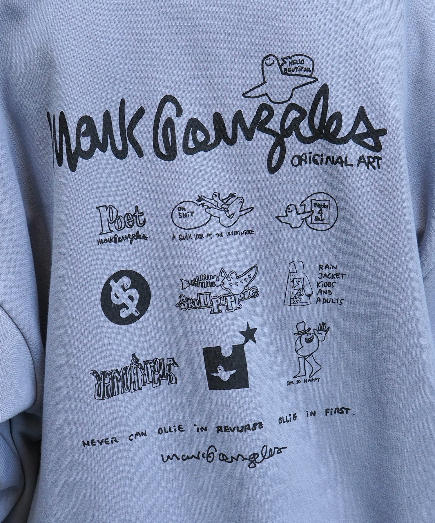 【MARK GONZALES ARTWORK COLLECTION / マーク ゴンザレス】別注 ビッグシルエット イラストバックプリント プルオーバースウェット