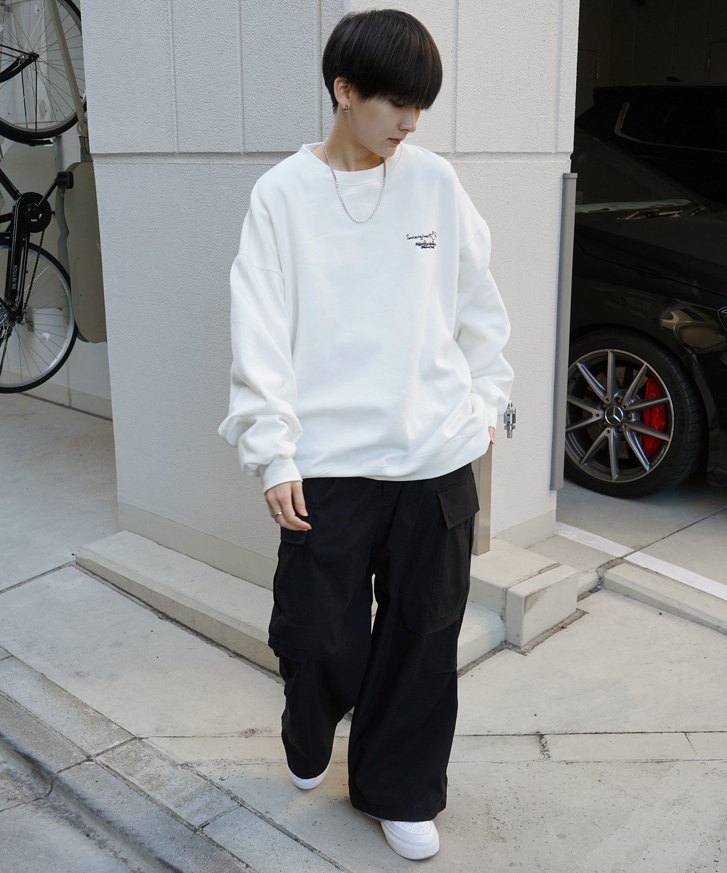 【MARK GONZALES ARTWORK COLLECTION / マーク ゴンザレス】別注 ビッグシルエット イラストバックプリント プルオーバースウェット