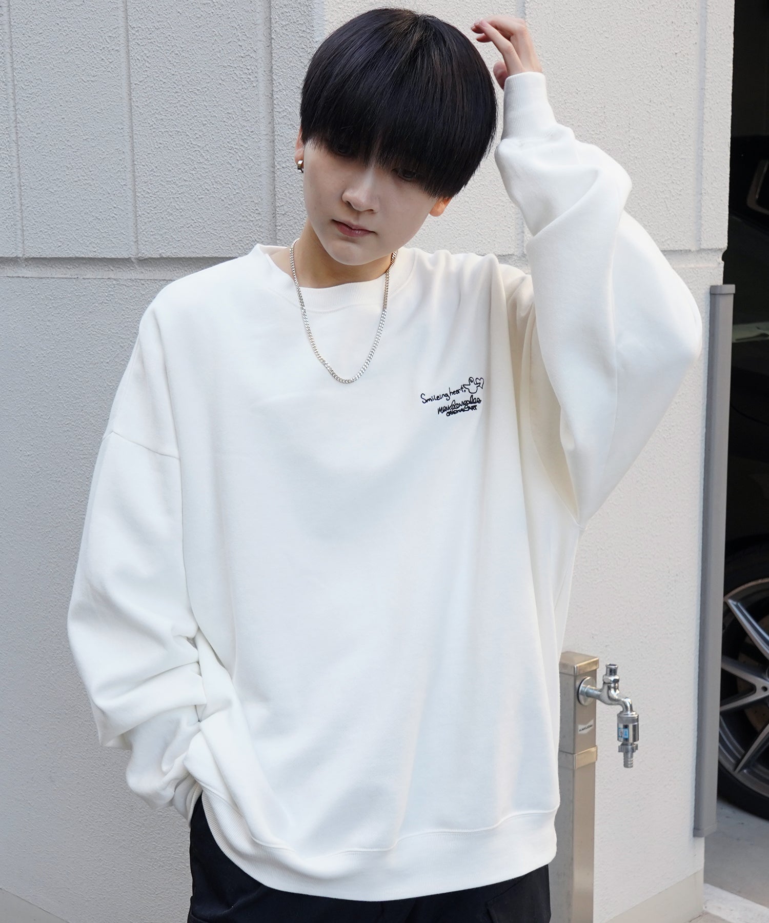 【MARK GONZALES ARTWORK COLLECTION / マーク ゴンザレス】別注 ビッグシルエット イラストバックプリント プルオーバースウェット