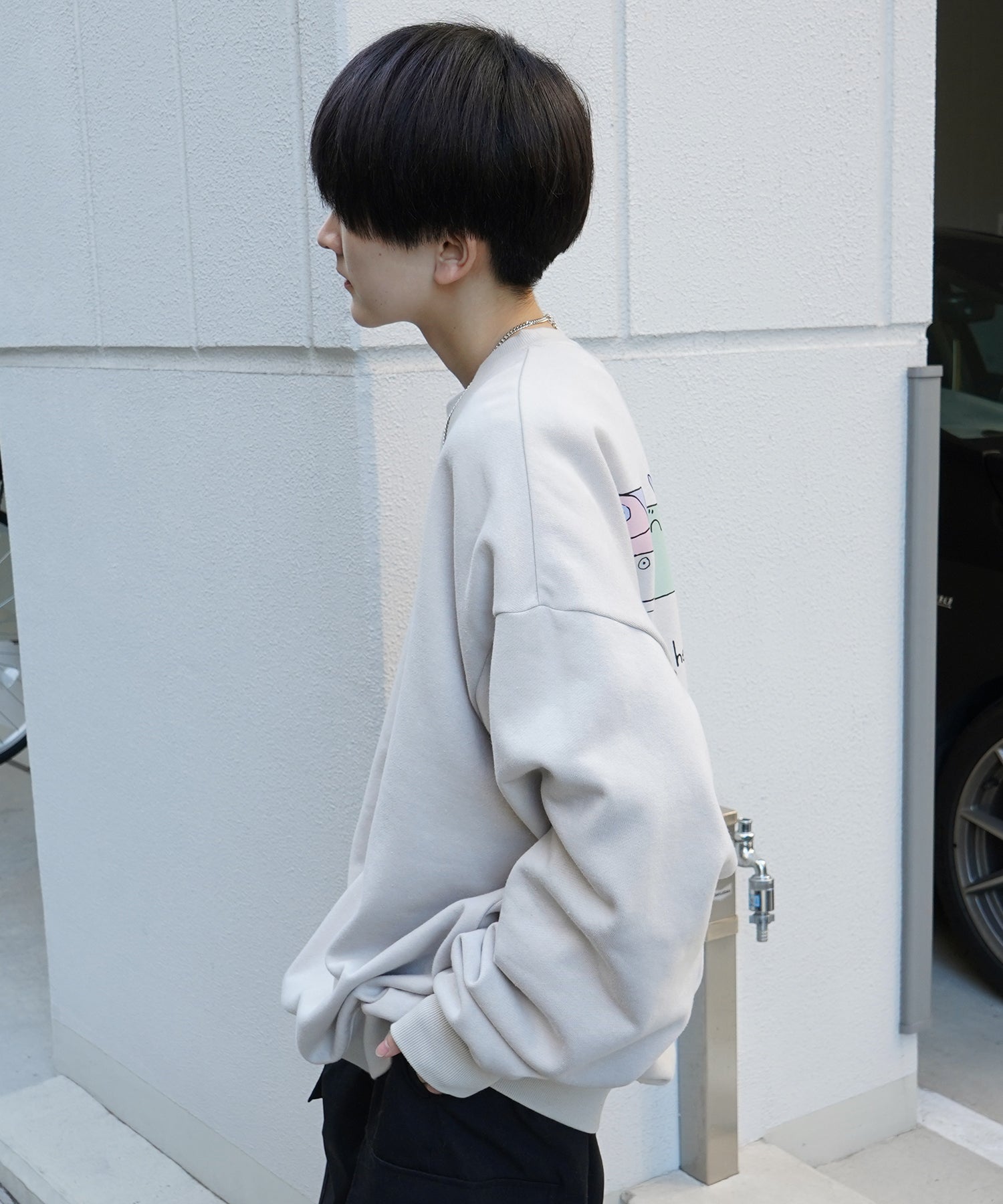 【MARK GONZALES ARTWORK COLLECTION / マーク ゴンザレス】別注 ビッグシルエット イラストバックプリント プルオーバースウェット