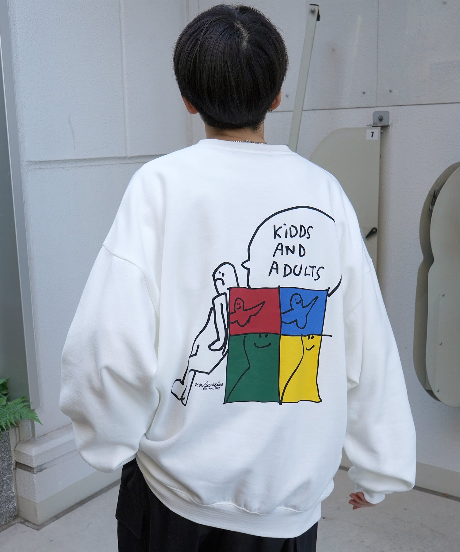 【MARK GONZALES ARTWORK COLLECTION / マーク ゴンザレス】別注 ビッグシルエット イラストバックプリント プルオーバースウェット