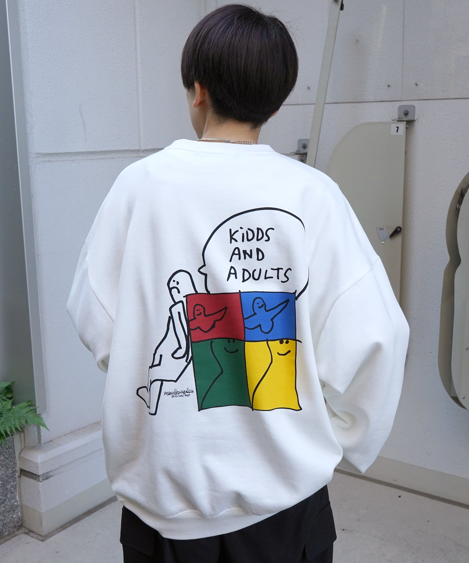 【MARK GONZALES ARTWORK COLLECTION / マーク ゴンザレス】別注 ビッグシルエット イラストバックプリント プルオーバースウェット