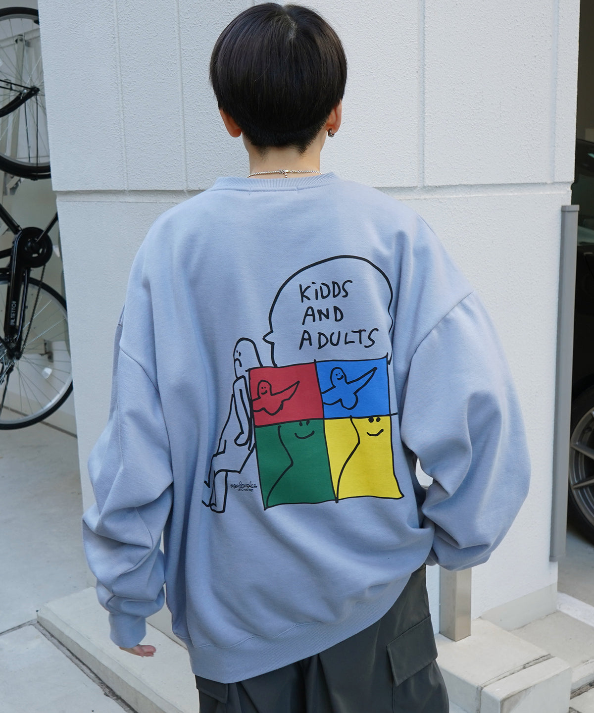 【MARK GONZALES ARTWORK COLLECTION / マーク ゴンザレス】別注 ビッグシルエット イラストバックプリント プルオーバースウェット