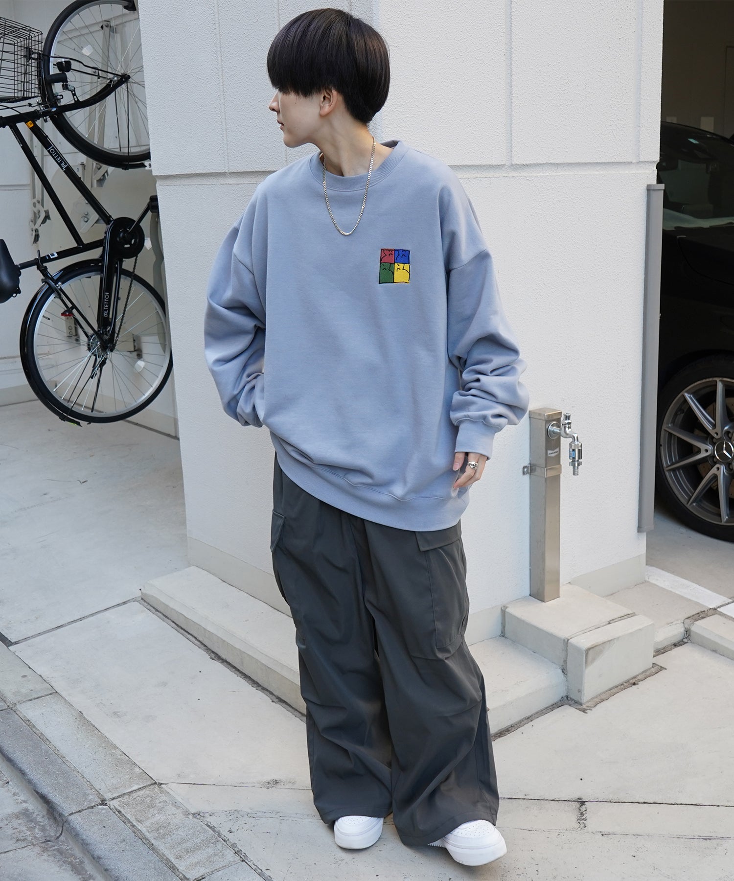 【MARK GONZALES ARTWORK COLLECTION / マーク ゴンザレス】別注 ビッグシルエット イラストバックプリント プルオーバースウェット