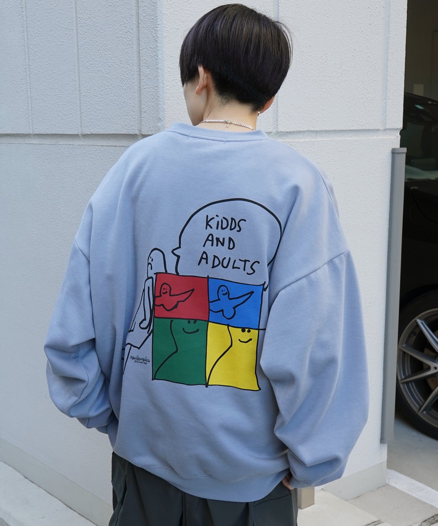 【MARK GONZALES ARTWORK COLLECTION / マーク ゴンザレス】別注 ビッグシルエット イラストバックプリント プルオーバースウェット