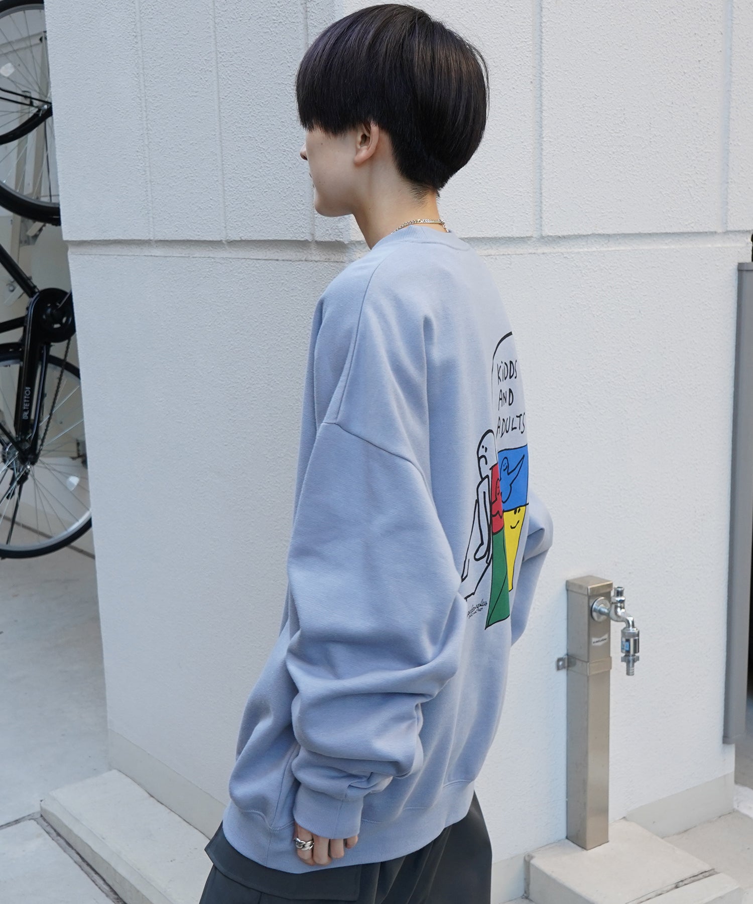 【MARK GONZALES ARTWORK COLLECTION / マーク ゴンザレス】別注 ビッグシルエット イラストバックプリント プルオーバースウェット