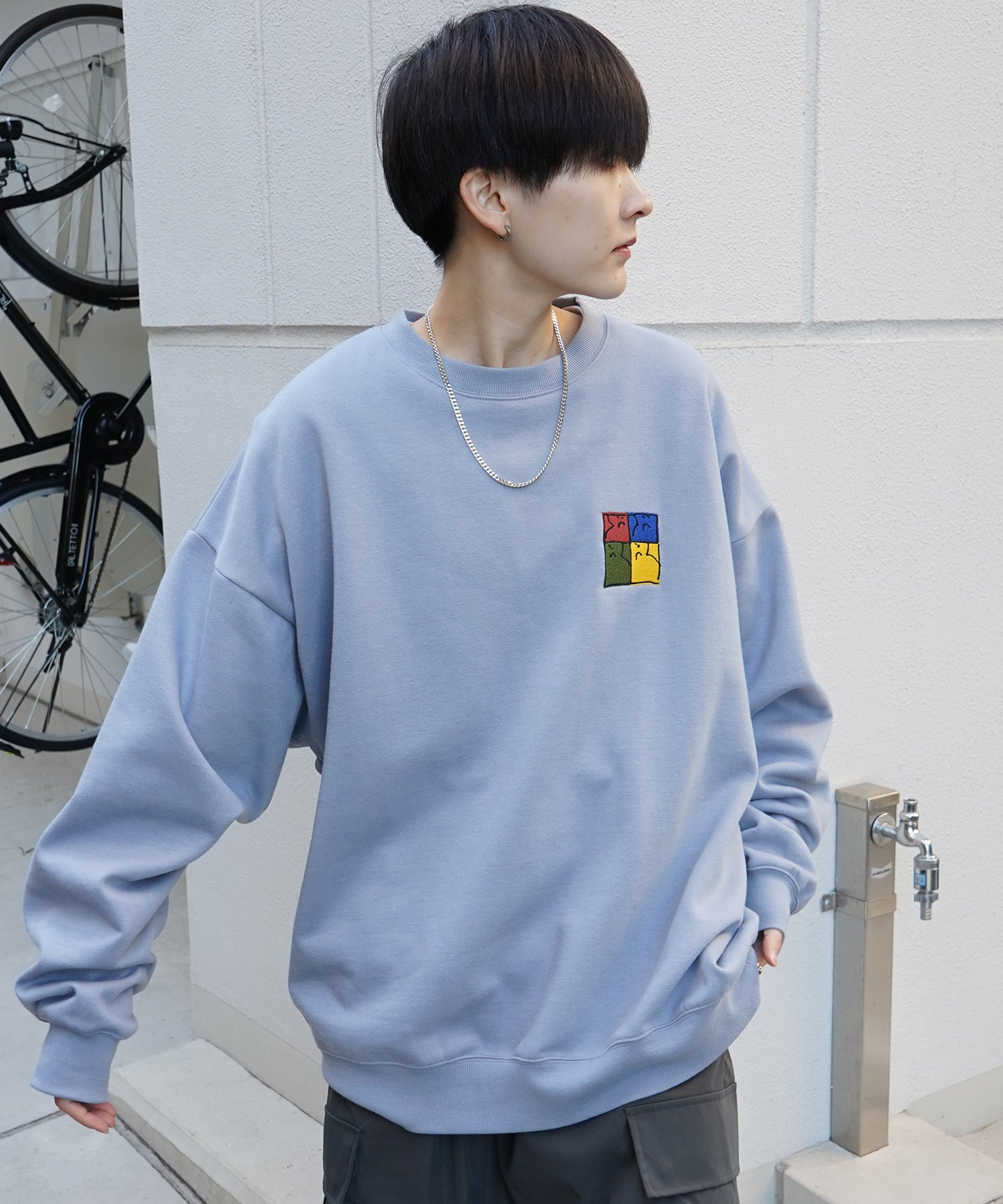 【MARK GONZALES ARTWORK COLLECTION / マーク ゴンザレス】別注 ビッグシルエット イラストバックプリント プルオーバースウェット