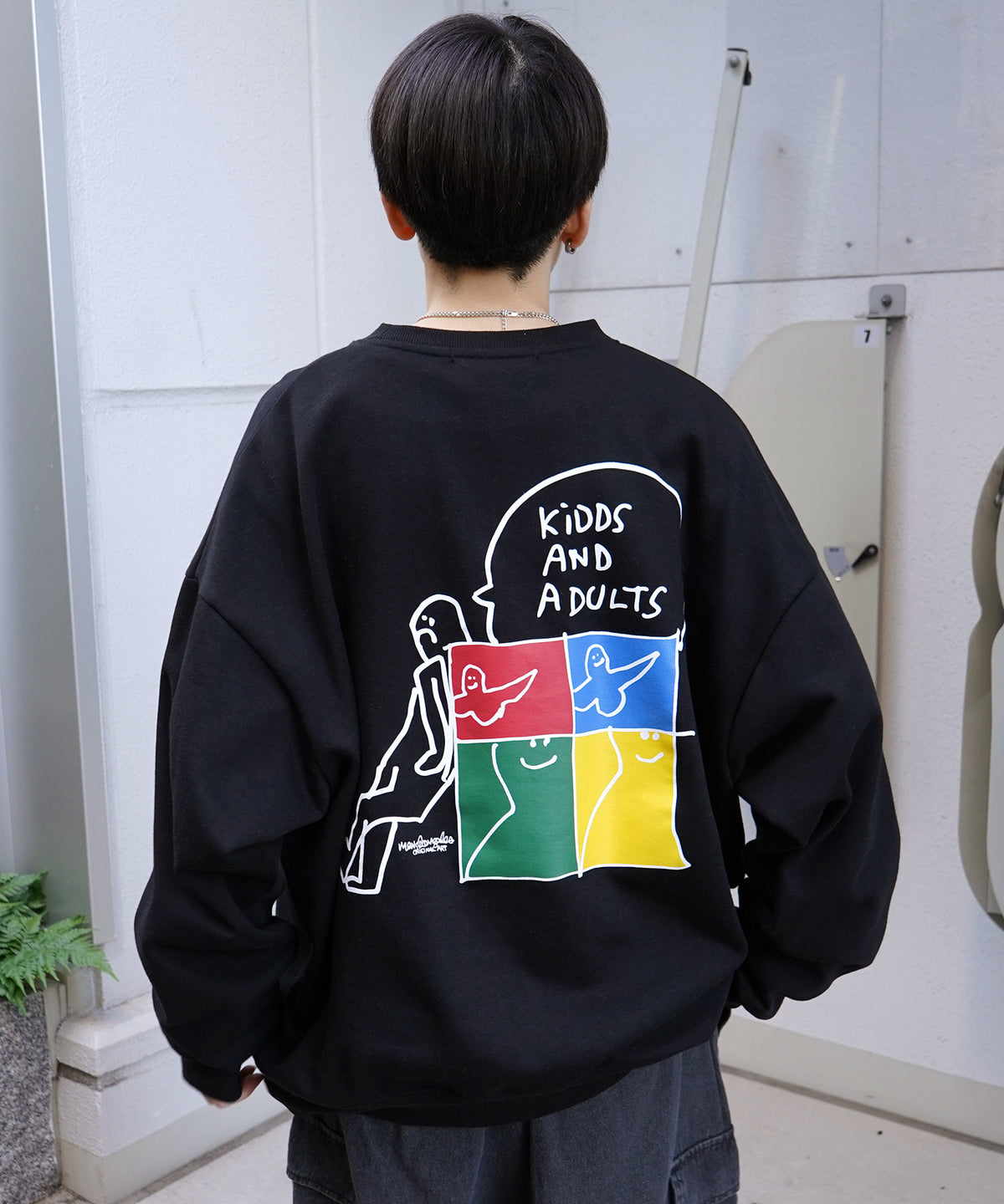 【MARK GONZALES ARTWORK COLLECTION / マーク ゴンザレス】別注 ビッグシルエット イラストバックプリント プルオーバースウェット