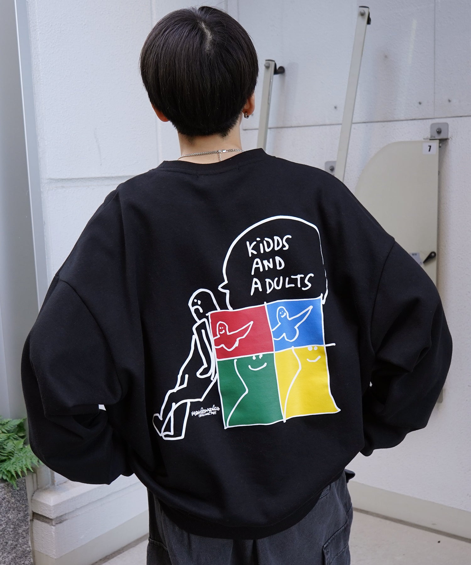 【MARK GONZALES ARTWORK COLLECTION / マーク ゴンザレス】別注 ビッグシルエット イラストバックプリント プルオーバースウェット