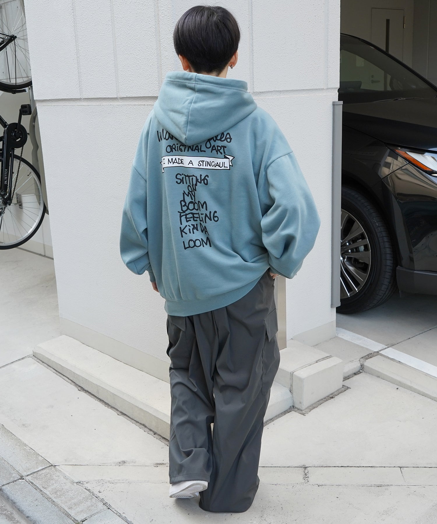 【MARK GONZALES ARTWORK COLLECTION / マーク ゴンザレス】別注 ビッグシルエット イラストバックプリント プルオーバーパーカー