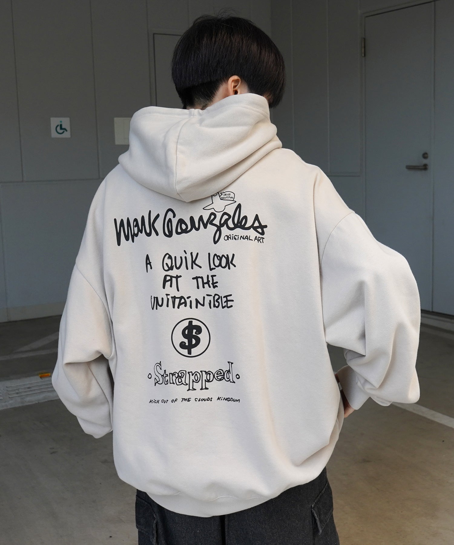【MARK GONZALES ARTWORK COLLECTION / マーク ゴンザレス】別注 ビッグシルエット イラストバックプリント プルオーバーパーカー