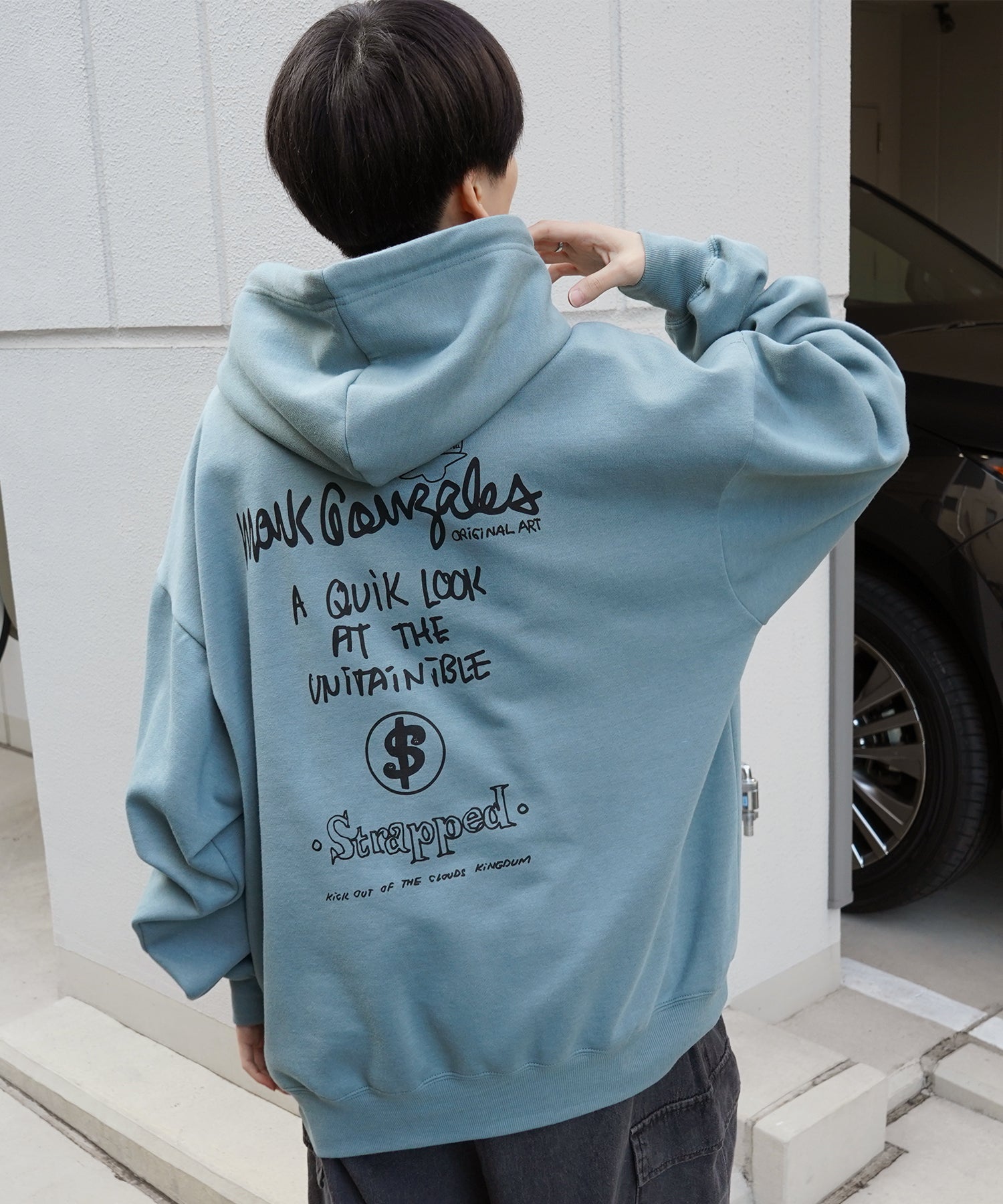 【MARK GONZALES ARTWORK COLLECTION / マーク ゴンザレス】別注 ビッグシルエット イラストバックプリント プルオーバーパーカー