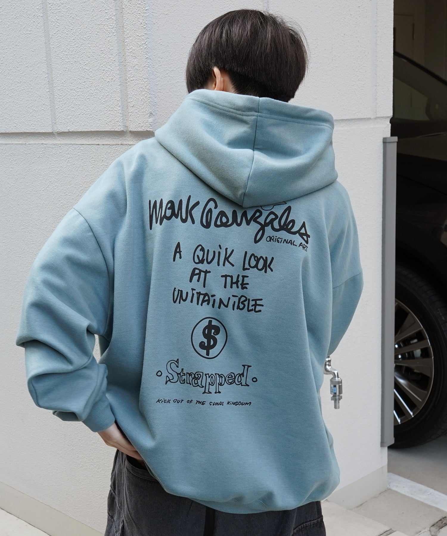 【MARK GONZALES ARTWORK COLLECTION / マーク ゴンザレス】別注 ビッグシルエット イラストバックプリント プルオーバーパーカー