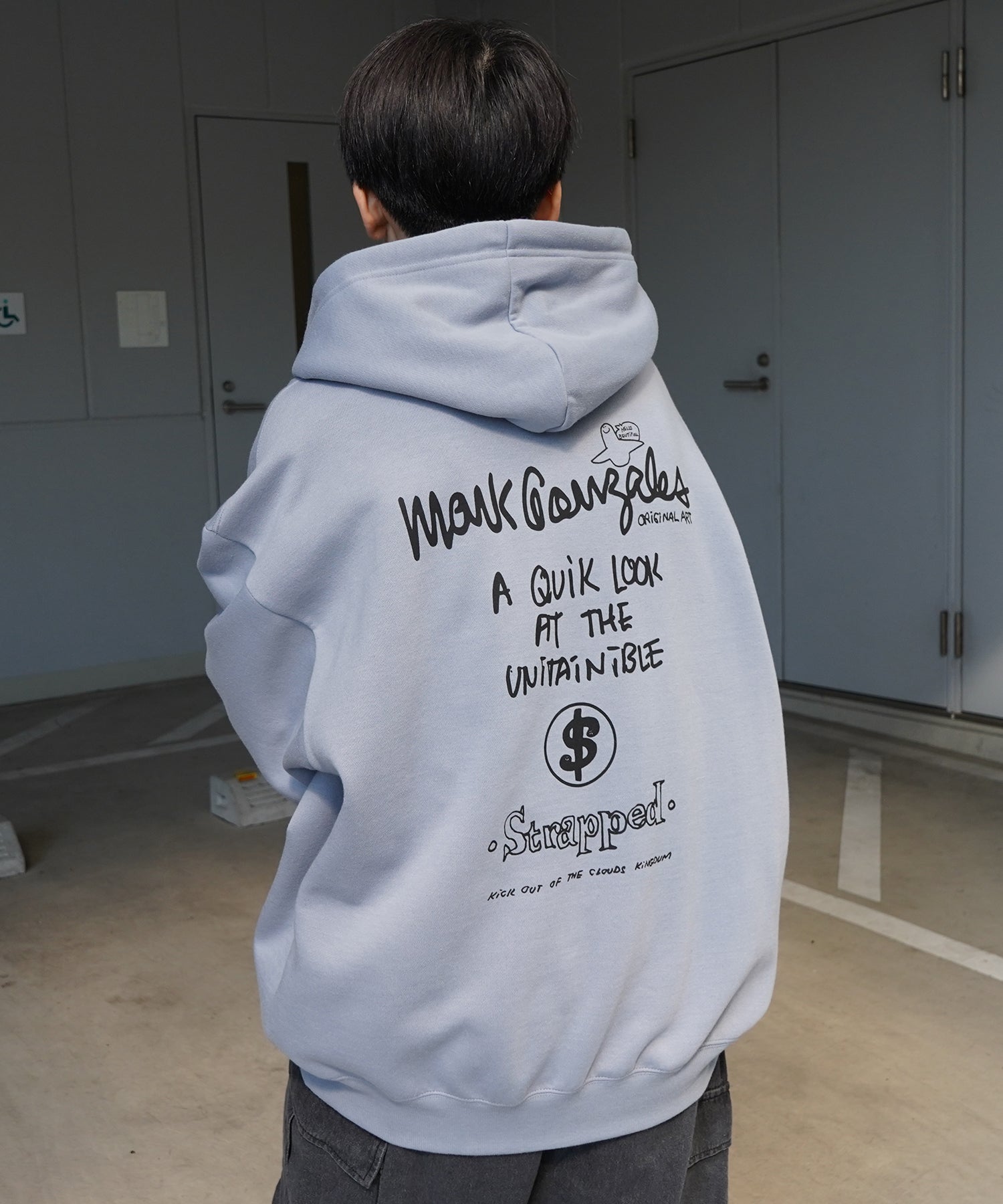 【MARK GONZALES ARTWORK COLLECTION / マーク ゴンザレス】別注 ビッグシルエット イラストバックプリント プルオーバーパーカー
