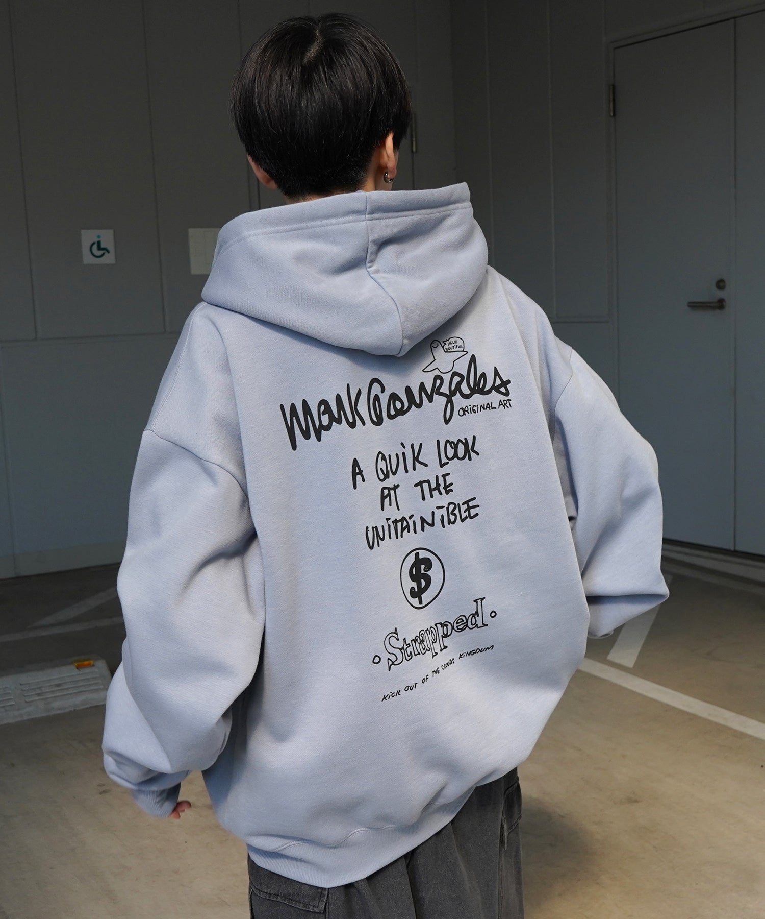 【MARK GONZALES ARTWORK COLLECTION / マーク ゴンザレス】別注 ビッグシルエット イラストバックプリント プルオーバーパーカー