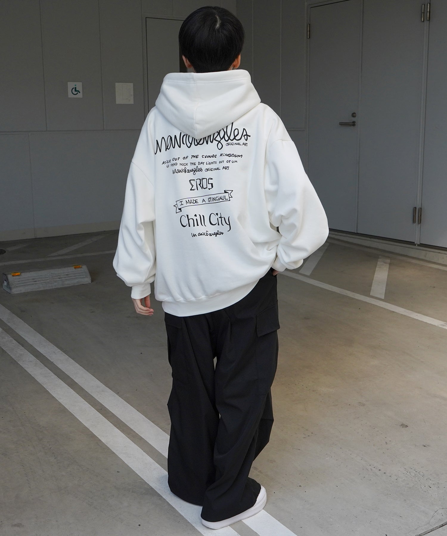 【MARK GONZALES ARTWORK COLLECTION / マーク ゴンザレス】別注 ビッグシルエット イラストバックプリント プルオーバーパーカー