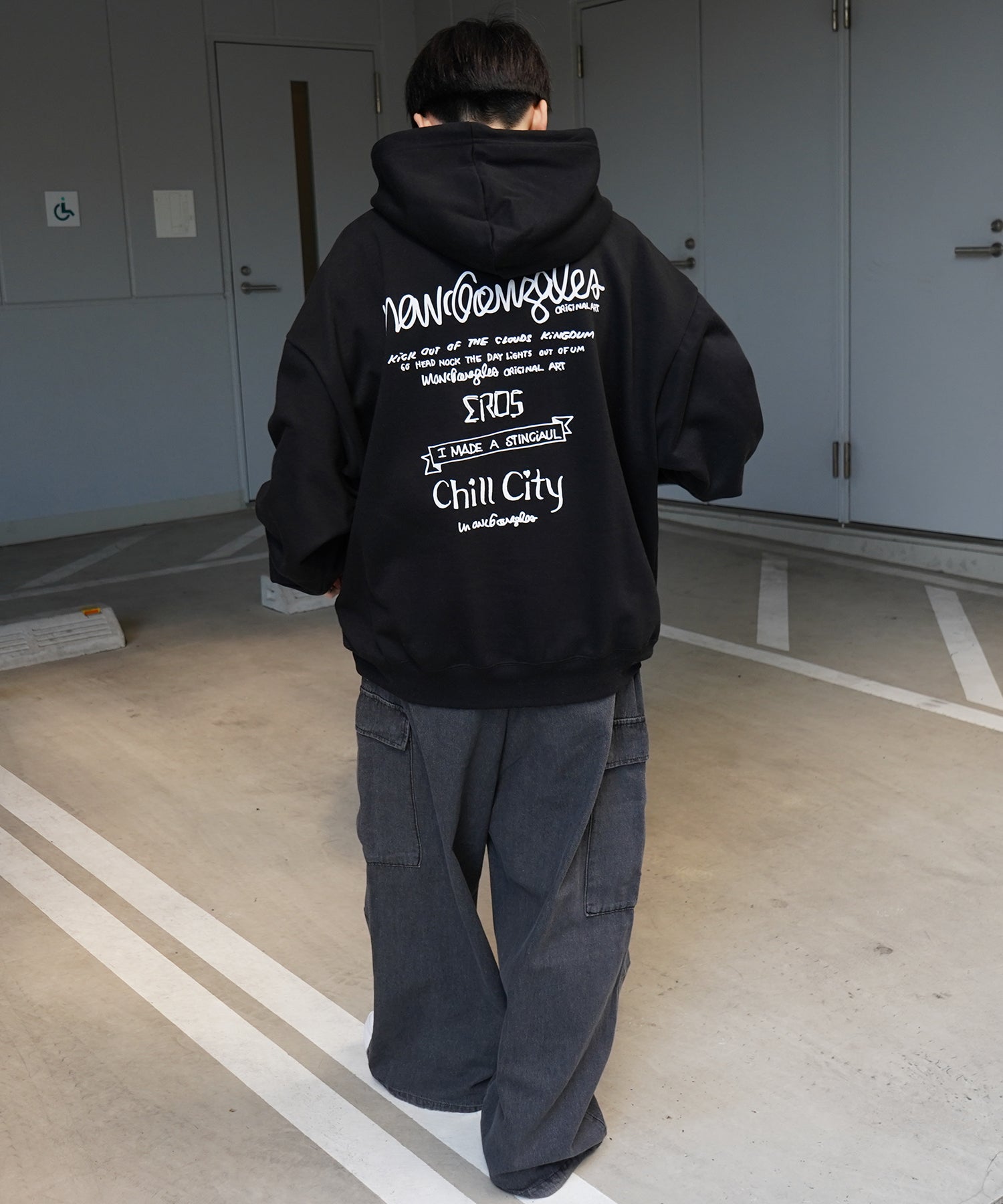 【MARK GONZALES ARTWORK COLLECTION / マーク ゴンザレス】別注 ビッグシルエット イラストバックプリント プルオーバーパーカー
