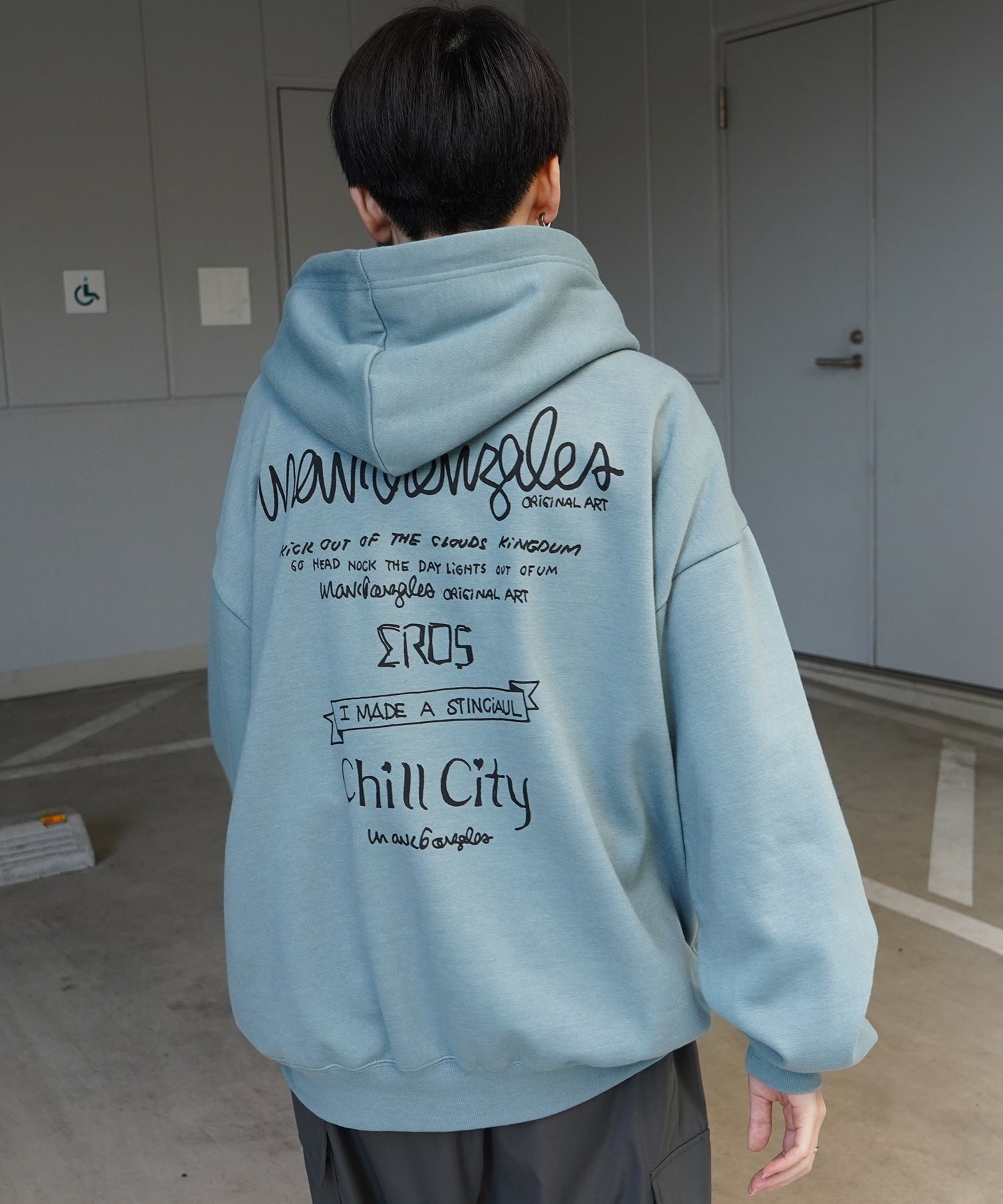 【MARK GONZALES ARTWORK COLLECTION / マーク ゴンザレス】別注 ビッグシルエット イラストバックプリント プルオーバーパーカー