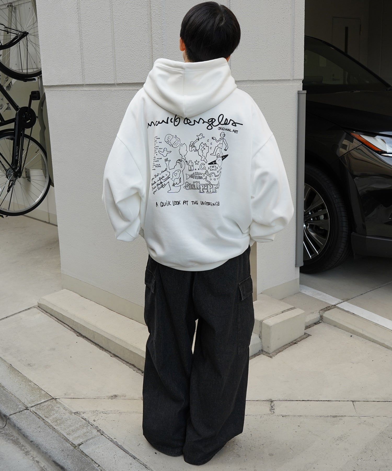 【MARK GONZALES ARTWORK COLLECTION / マーク ゴンザレス】別注 ビッグシルエット イラストバックプリント プルオーバーパーカー