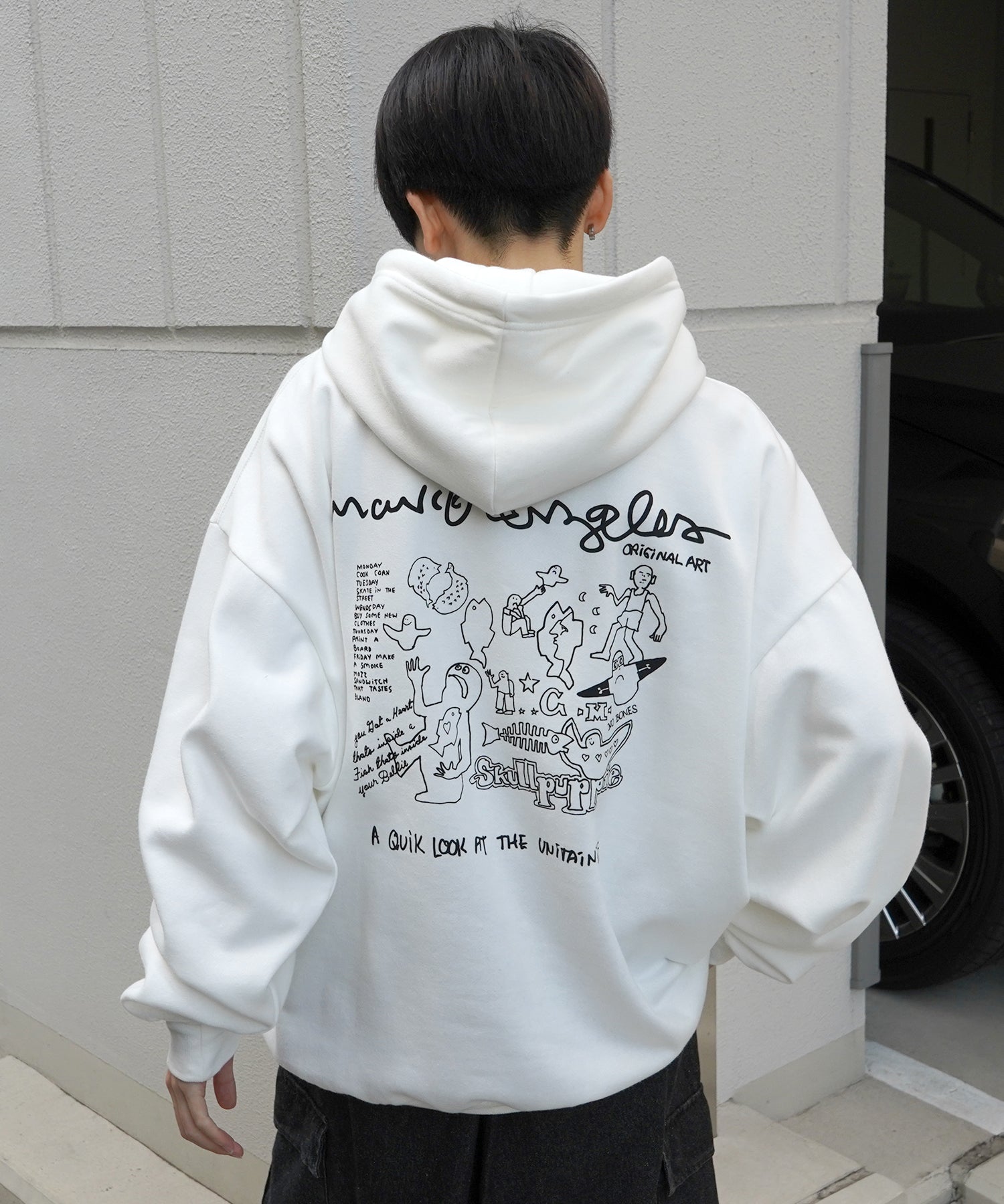 【MARK GONZALES ARTWORK COLLECTION / マーク ゴンザレス】別注 ビッグシルエット イラストバックプリント プルオーバーパーカー