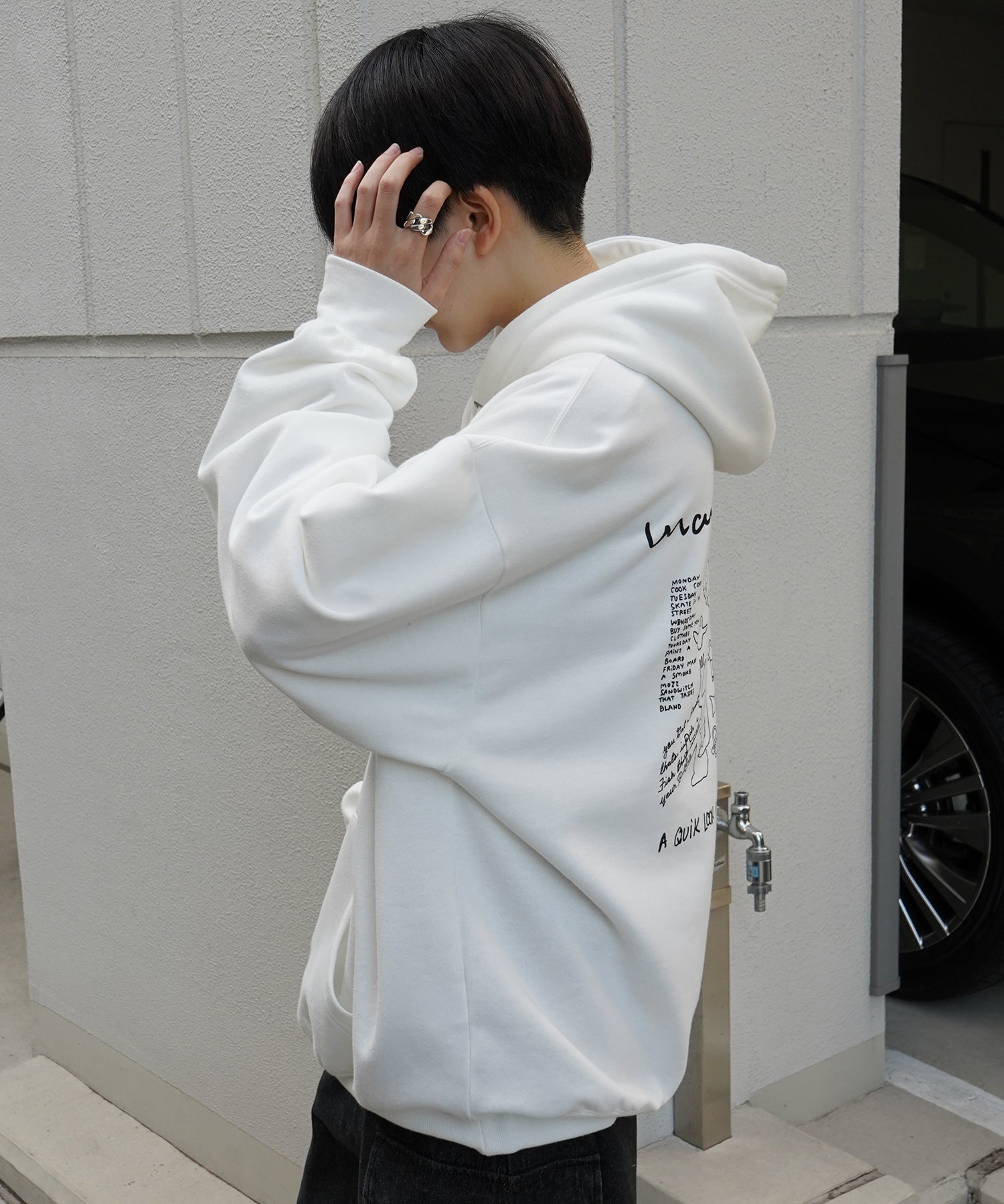 【MARK GONZALES ARTWORK COLLECTION / マーク ゴンザレス】別注 ビッグシルエット イラストバックプリント プルオーバーパーカー