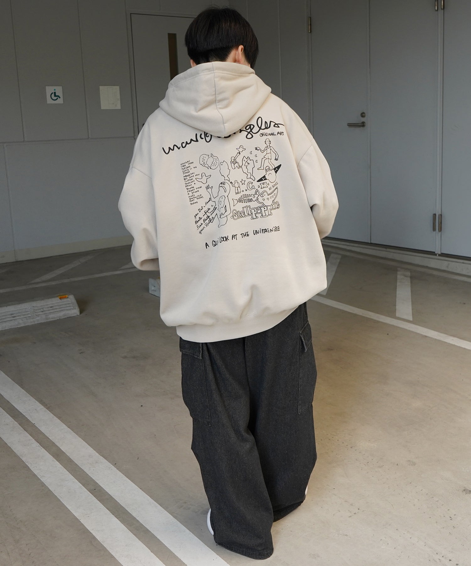 【MARK GONZALES ARTWORK COLLECTION / マーク ゴンザレス】別注 ビッグシルエット イラストバックプリント プルオーバーパーカー