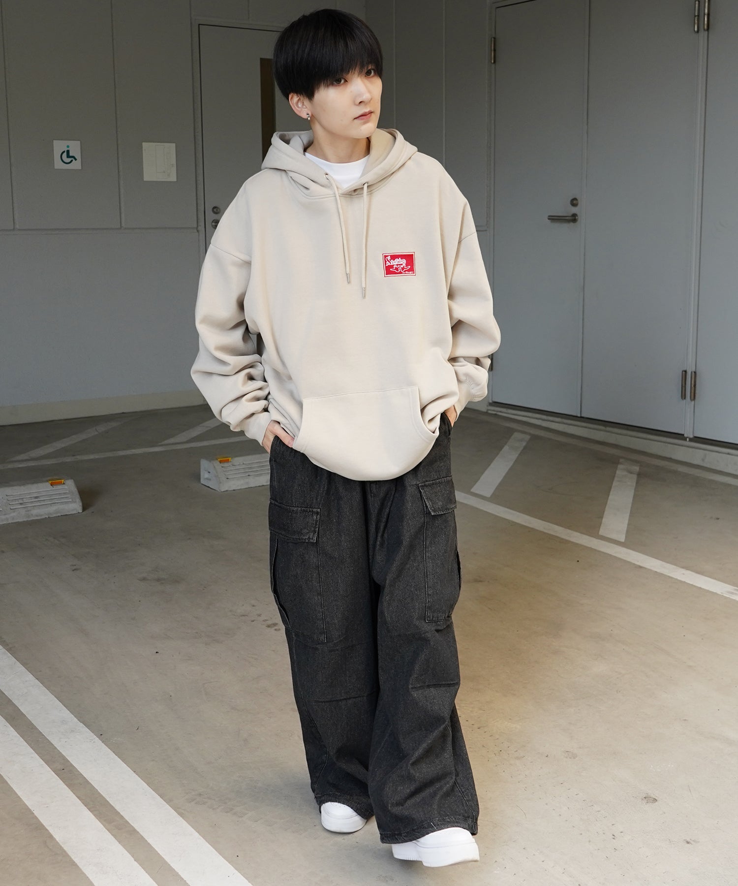 【MARK GONZALES ARTWORK COLLECTION / マーク ゴンザレス】別注 ビッグシルエット イラストバックプリント プルオーバーパーカー