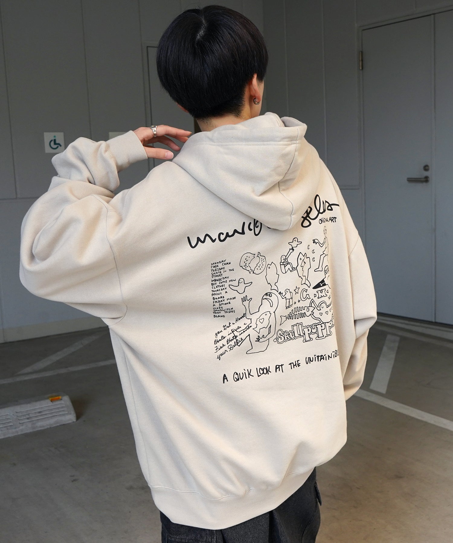 【MARK GONZALES ARTWORK COLLECTION / マーク ゴンザレス】別注 ビッグシルエット イラストバックプリント プルオーバーパーカー