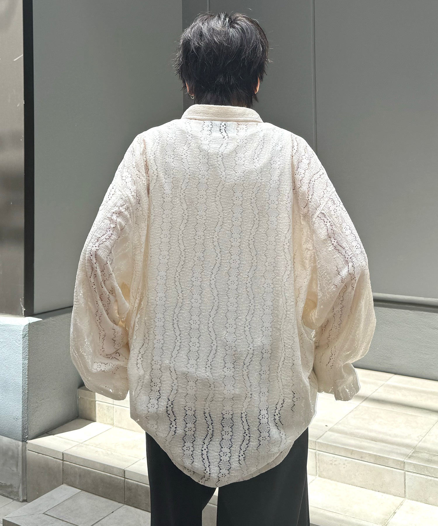 25SS ルーズシルエット フラワーデザインシアーシャツ