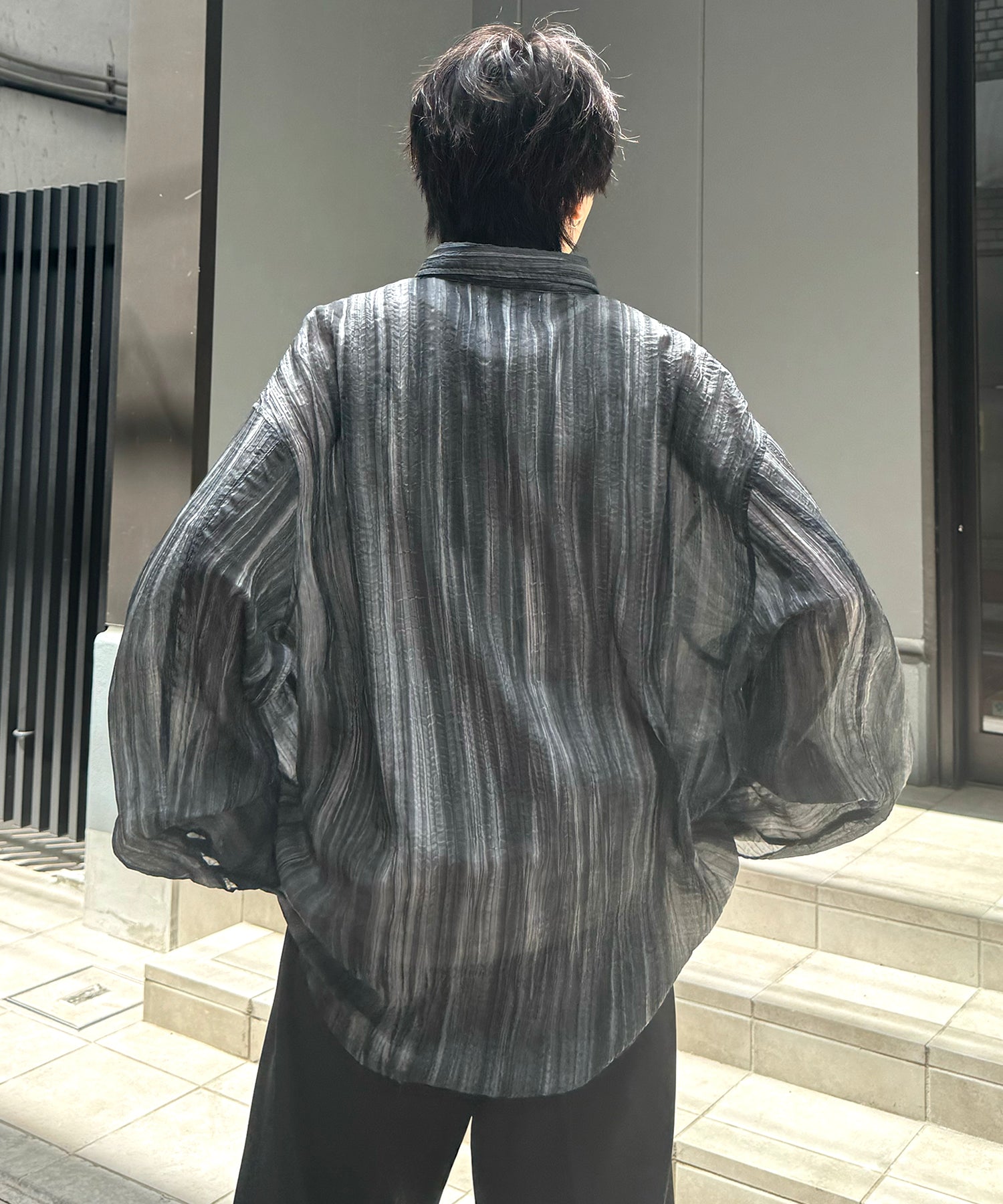 25SS ルーズシルエット フラワーデザインシアーシャツ