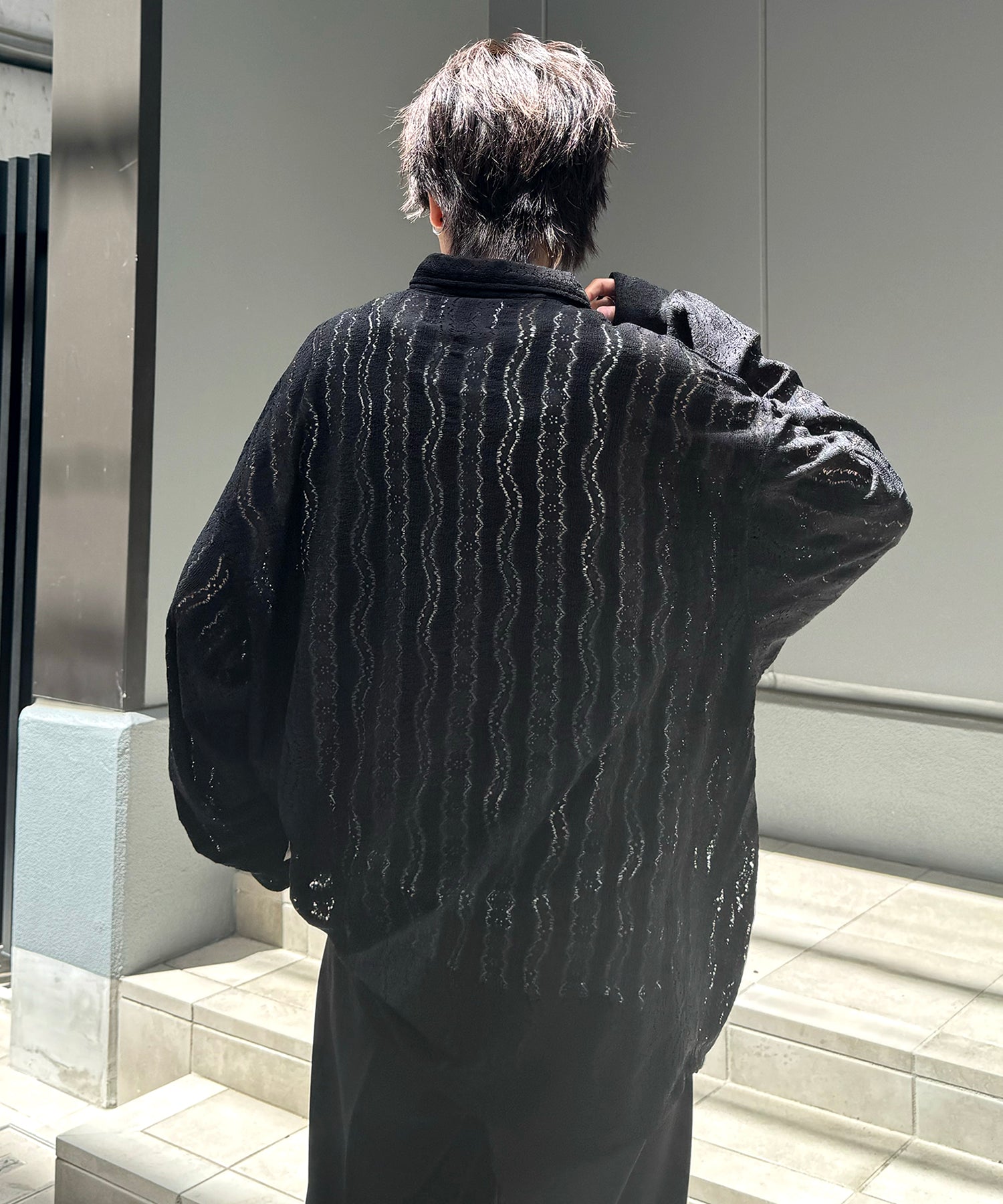 25SS ルーズシルエット フラワーデザインシアーシャツ