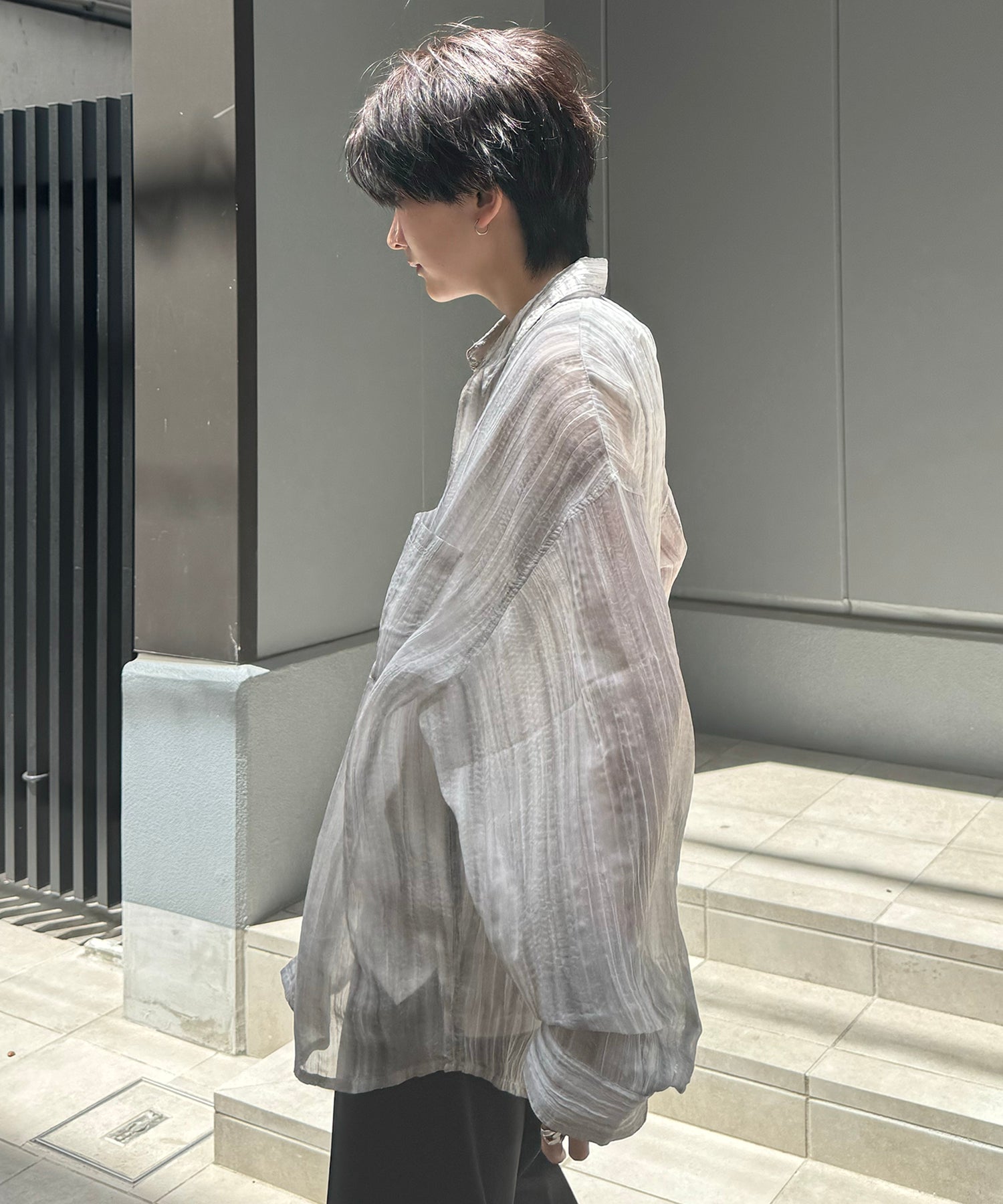 25SS ルーズシルエット フラワーデザインシアーシャツ