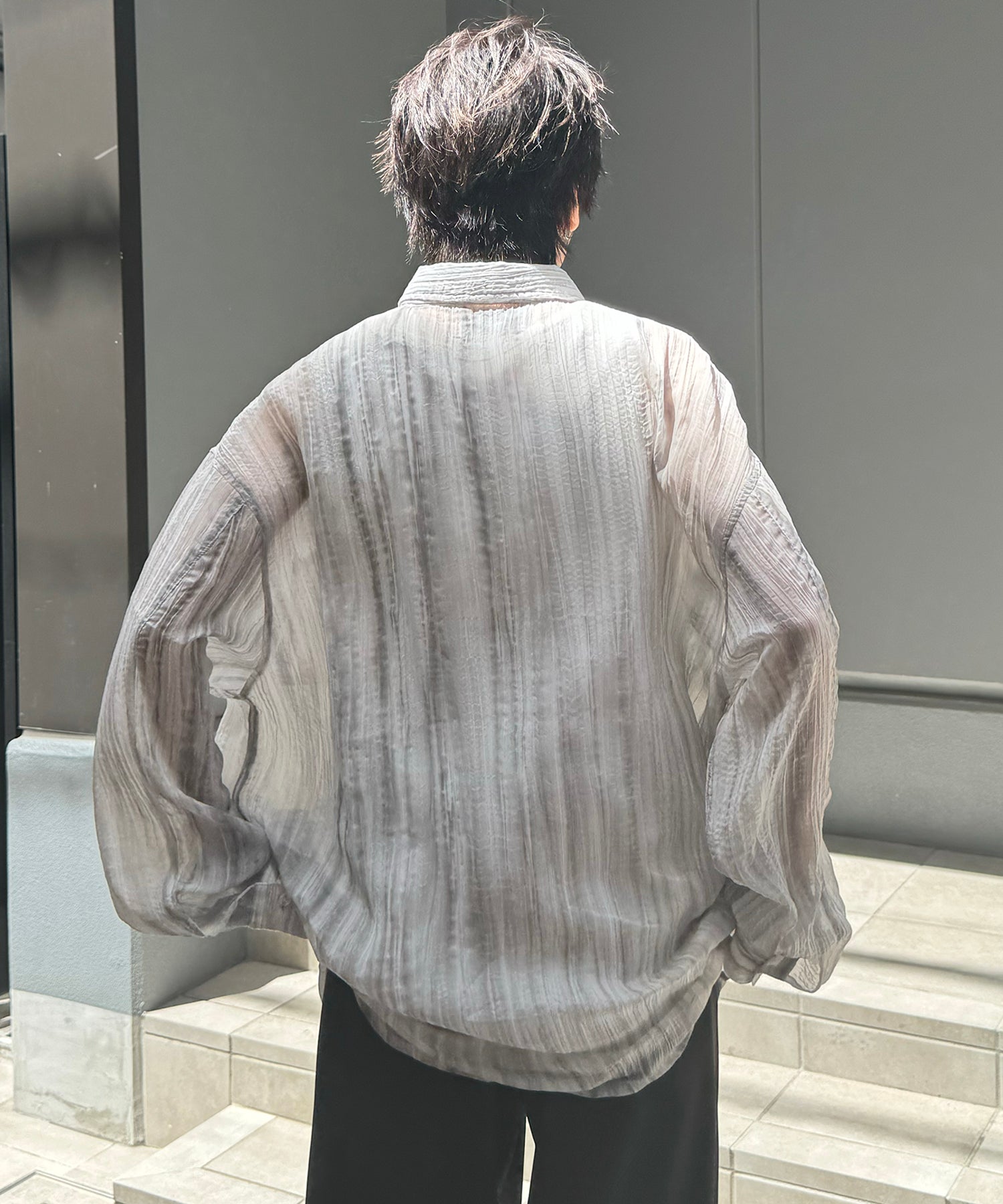 25SS ルーズシルエット フラワーデザインシアーシャツ