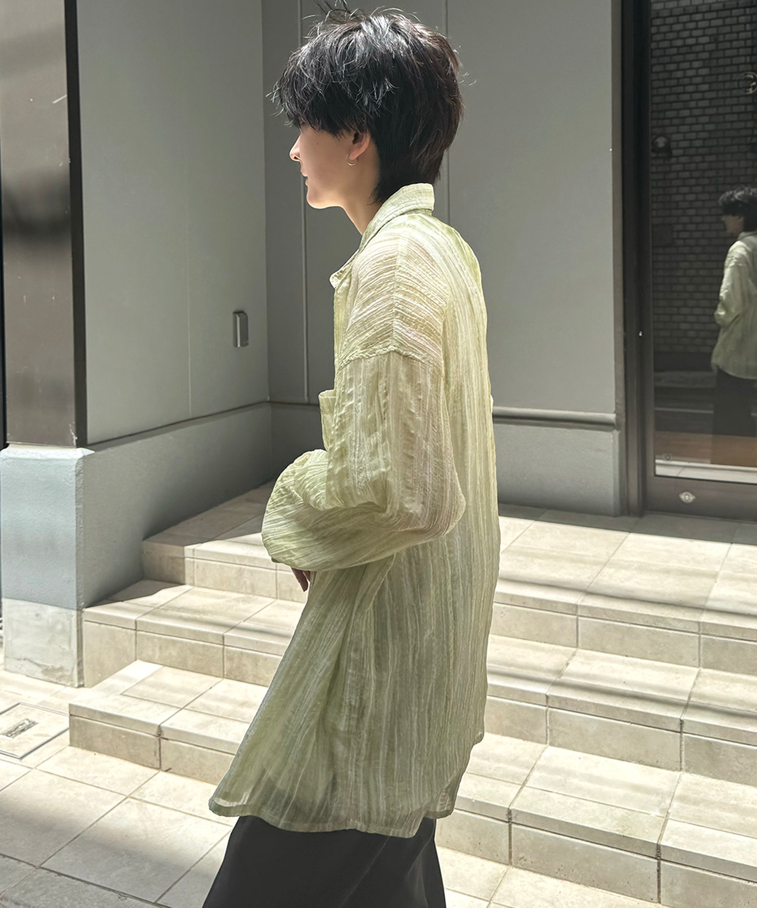 25SS ルーズシルエット フラワーデザインシアーシャツ