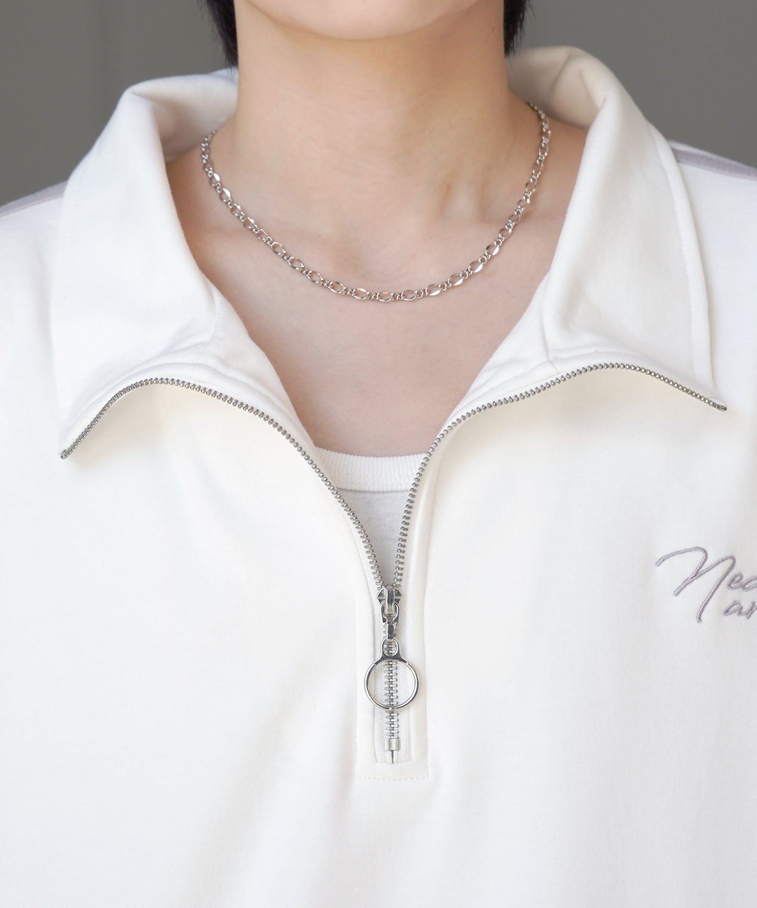 25SS ナチュラルドレープ とろみポンチ ルーズシルエット ドロスト サイドライン ハーフジップ半袖Tシャツ