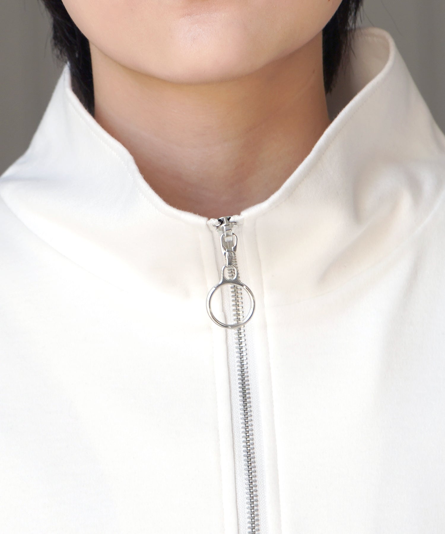 25SS ナチュラルドレープ とろみポンチ ルーズシルエット ドロスト サイドライン ハーフジップ半袖Tシャツ