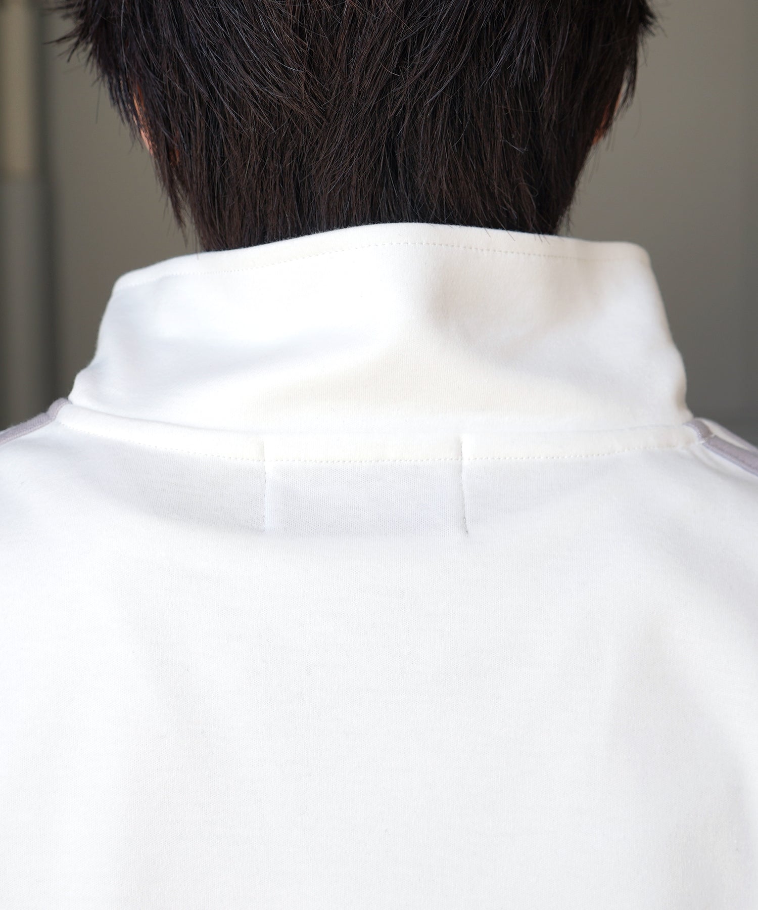 25SS ナチュラルドレープ とろみポンチ ルーズシルエット ドロスト サイドライン ハーフジップ半袖Tシャツ