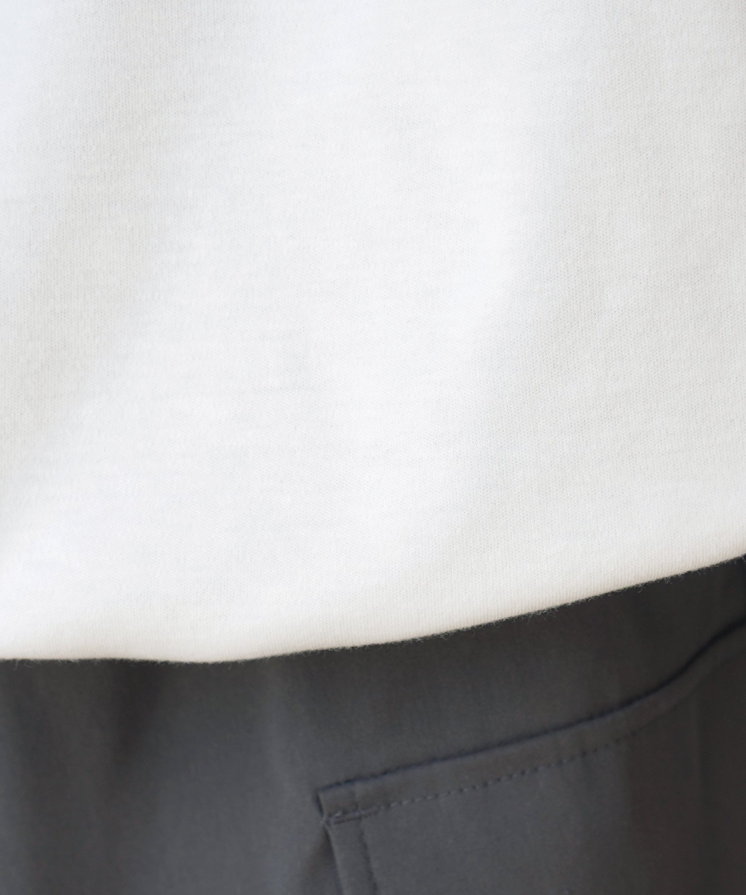 25SS ナチュラルドレープ とろみポンチ ルーズシルエット ドロスト サイドライン ハーフジップ半袖Tシャツ